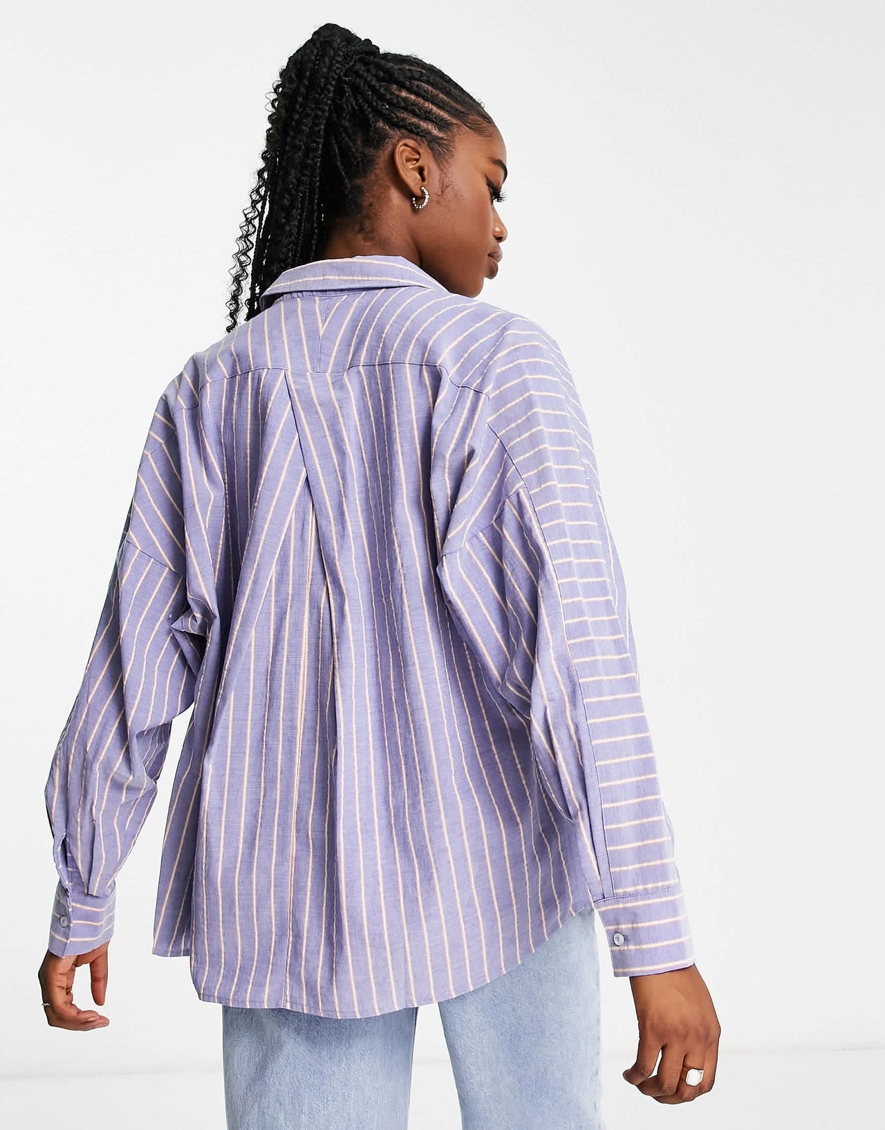 Pull&Bear oversized striped shirt in blue