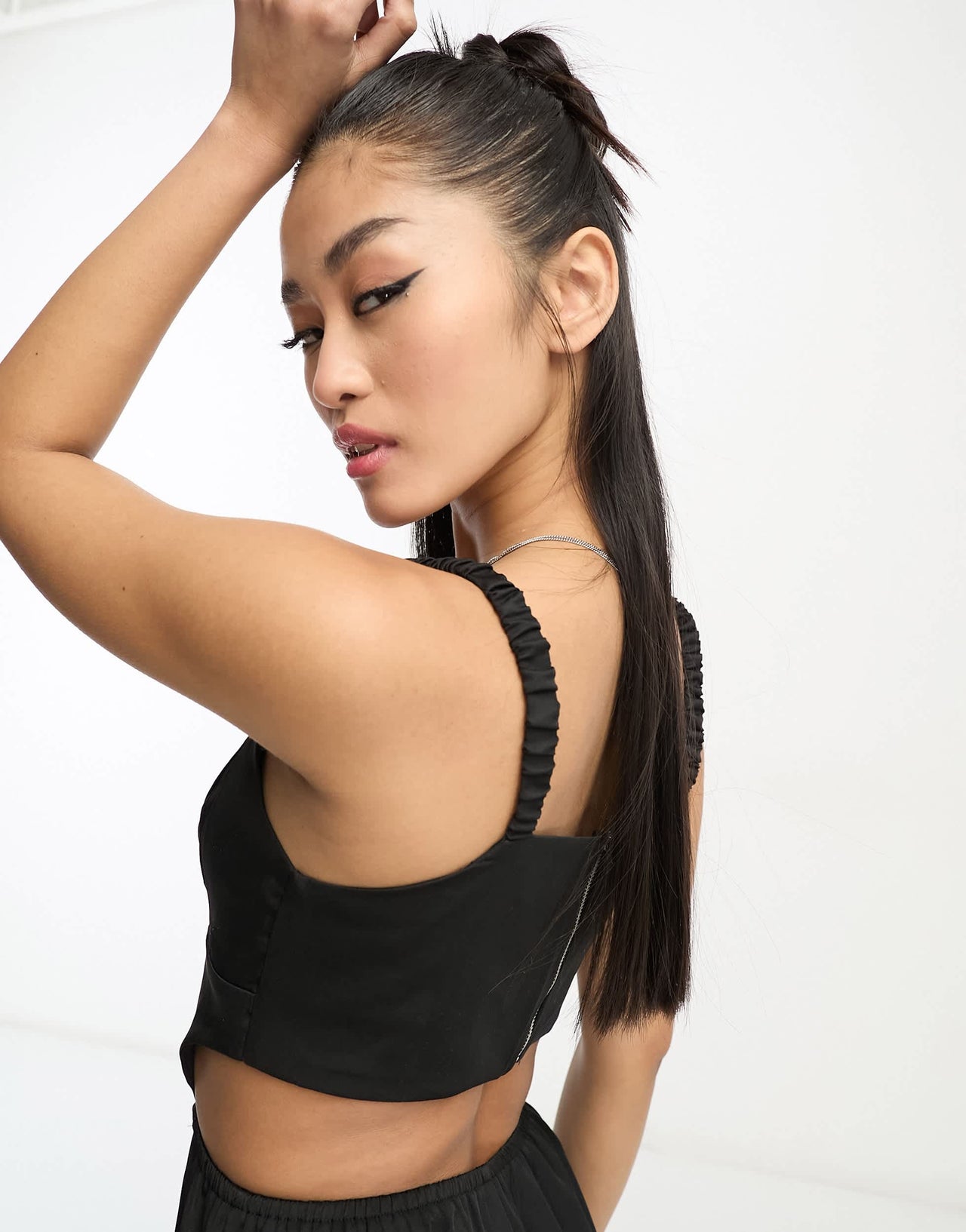 Heartbreak structured corset jumpsuit with cut out waist in black