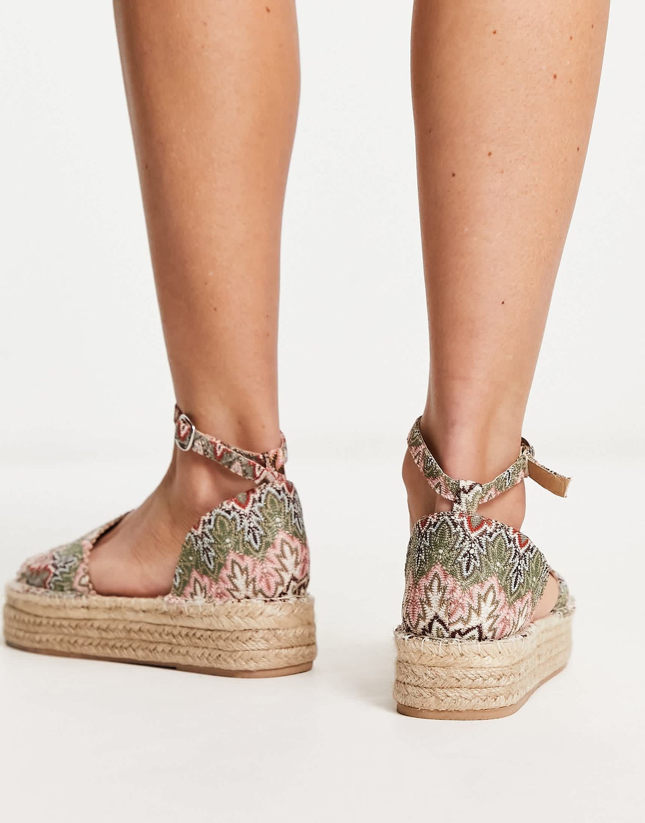 South Beach crochet flatform espadrille sandal in beige