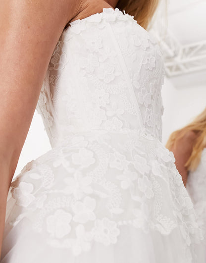 ASOS DESIGN Clara bandeau embroidered bodice wedding dress in