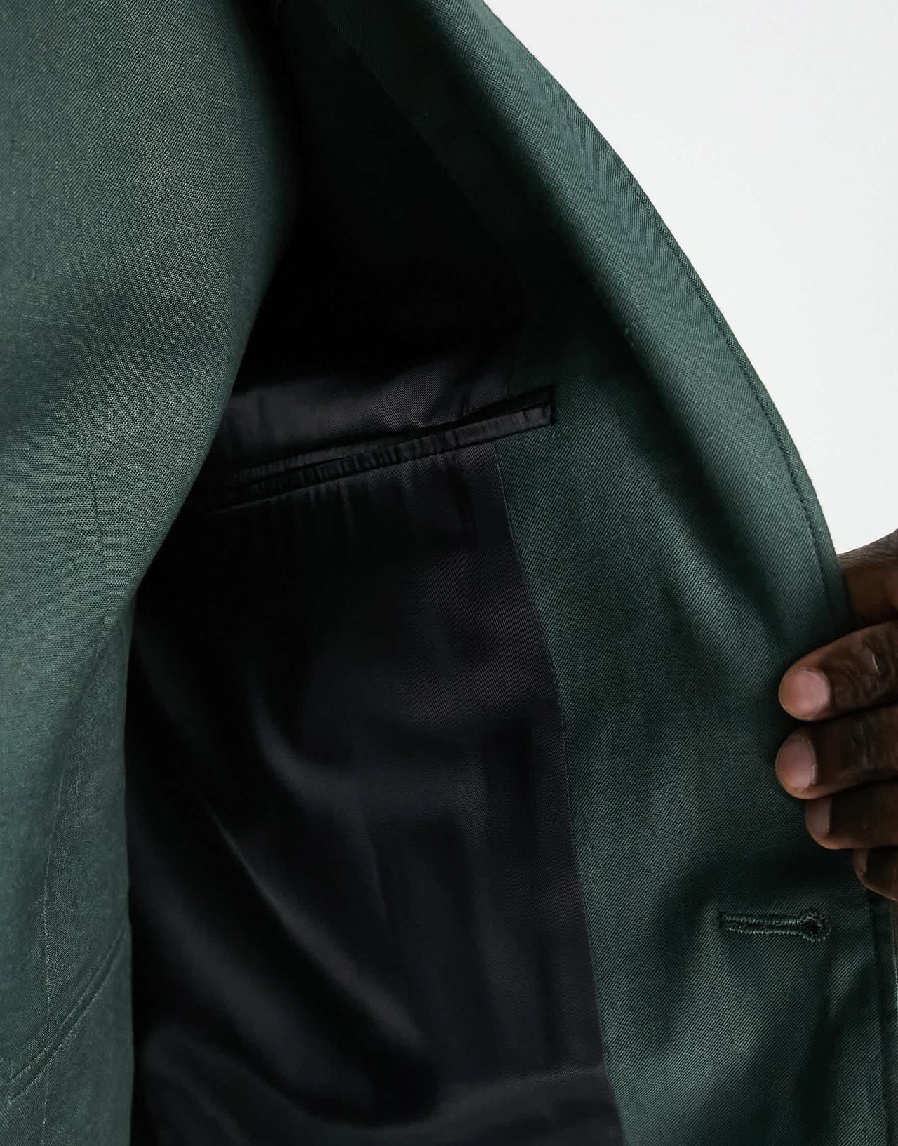 ASOS DESIGN skinny linen mix suit jacket in forest green