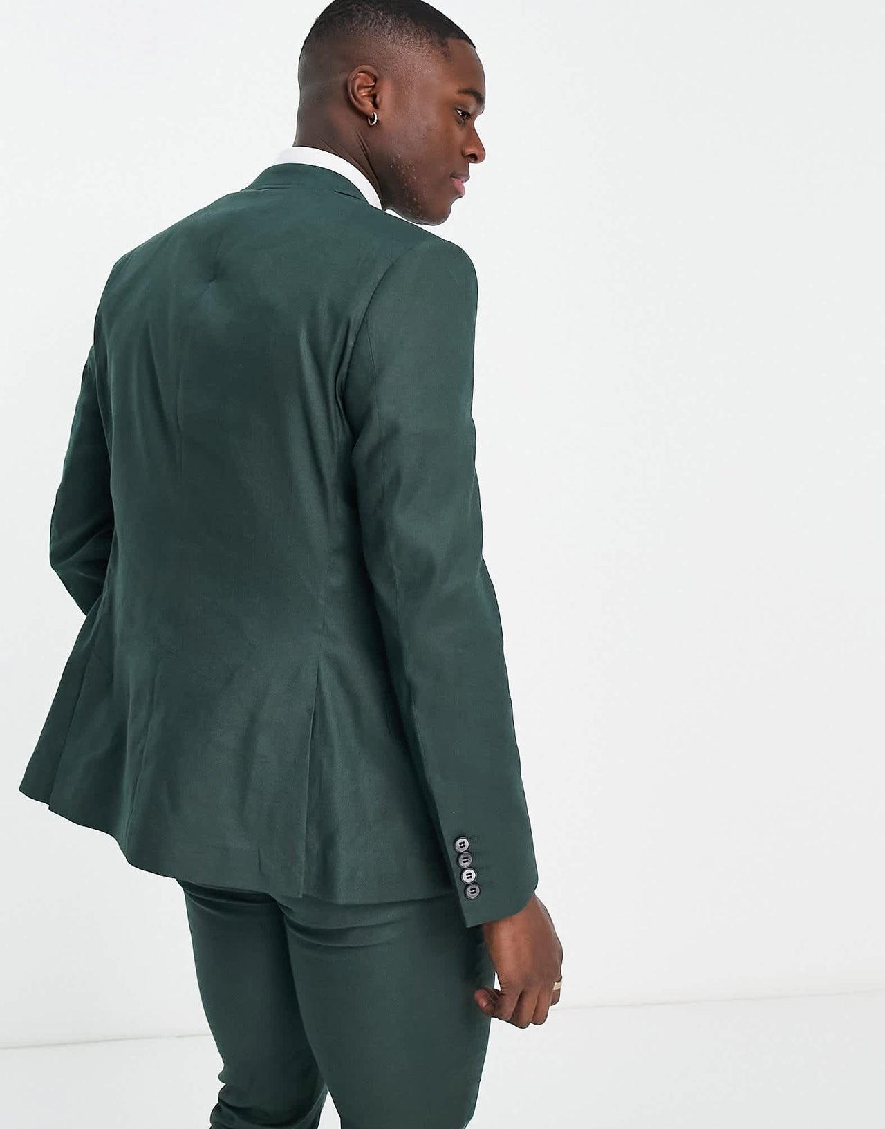 ASOS DESIGN skinny linen mix suit jacket in forest green