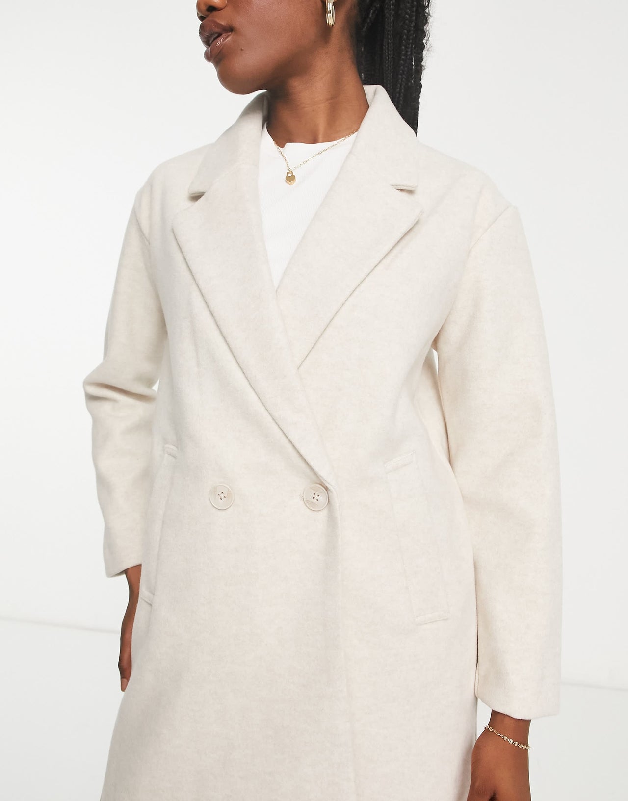 Pull&Bear tailored longline pea coat in beige