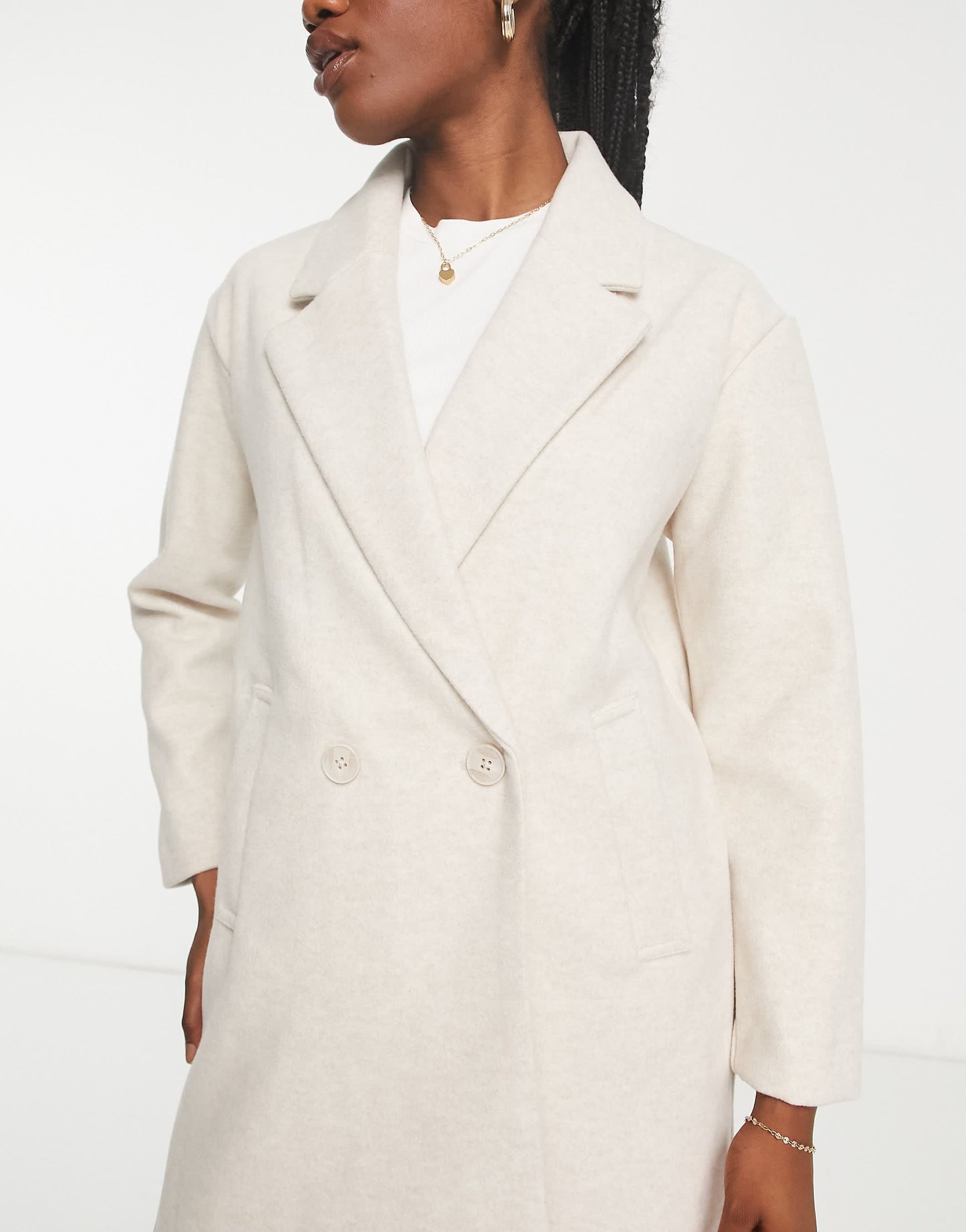 Pull&Bear tailored longline pea coat in beige
