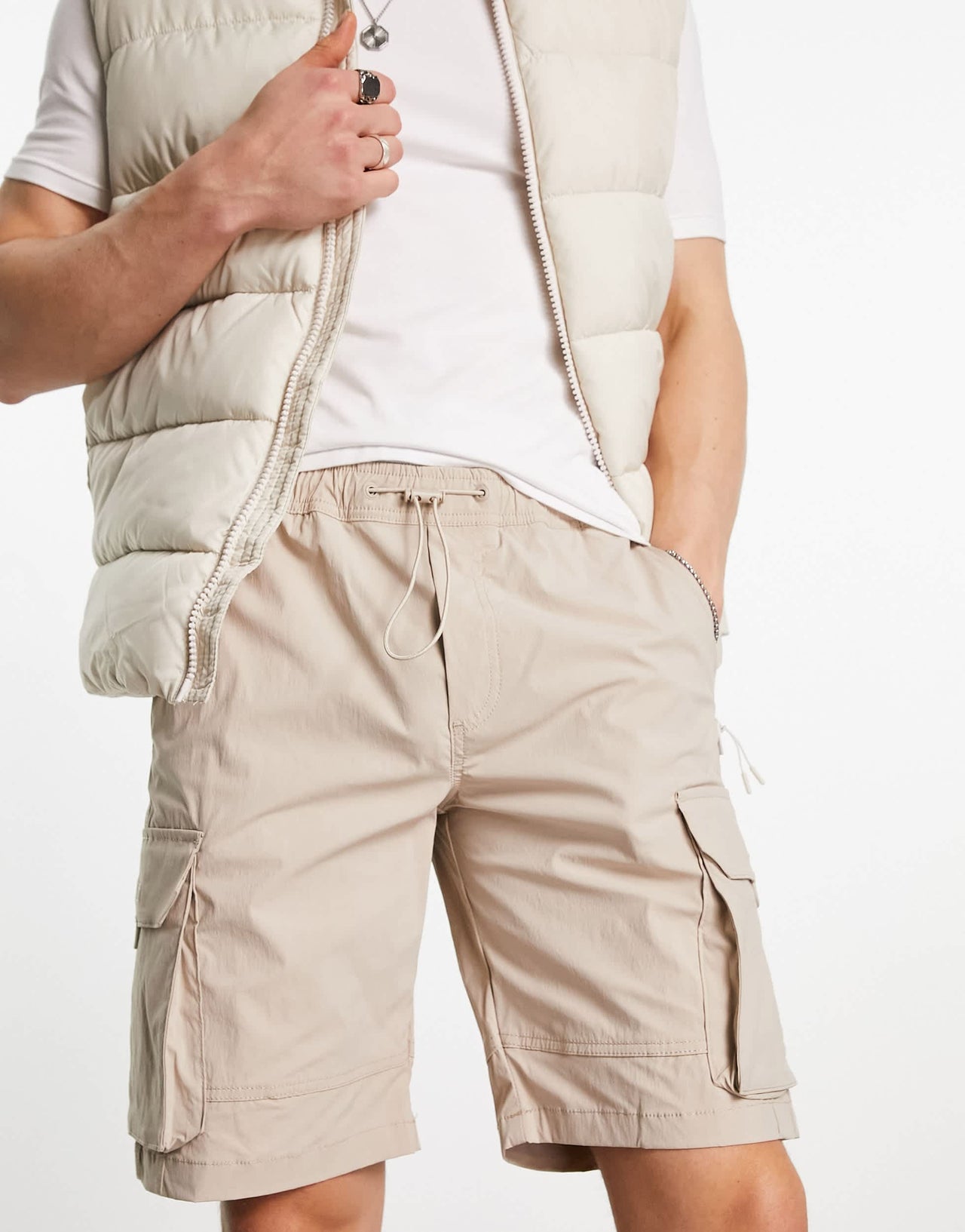 Jack & Jones Intelligence technical cargo short in beige