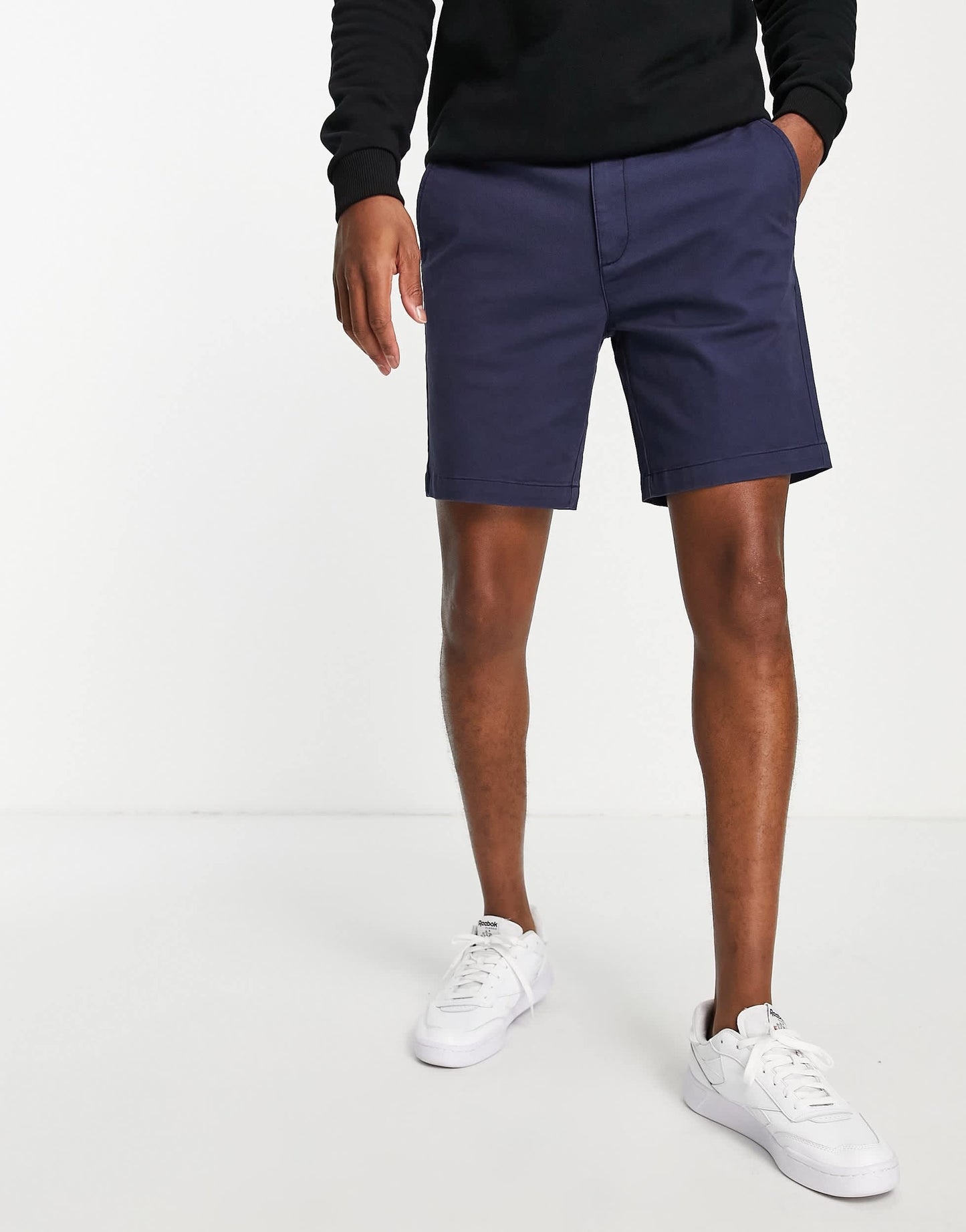 Topman slim chino short in navy