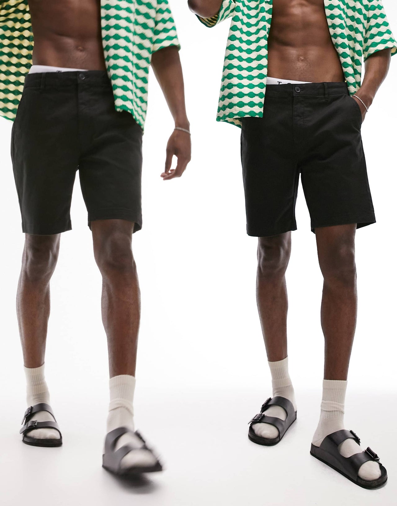 Topman 2 pack slim chino shorts in black