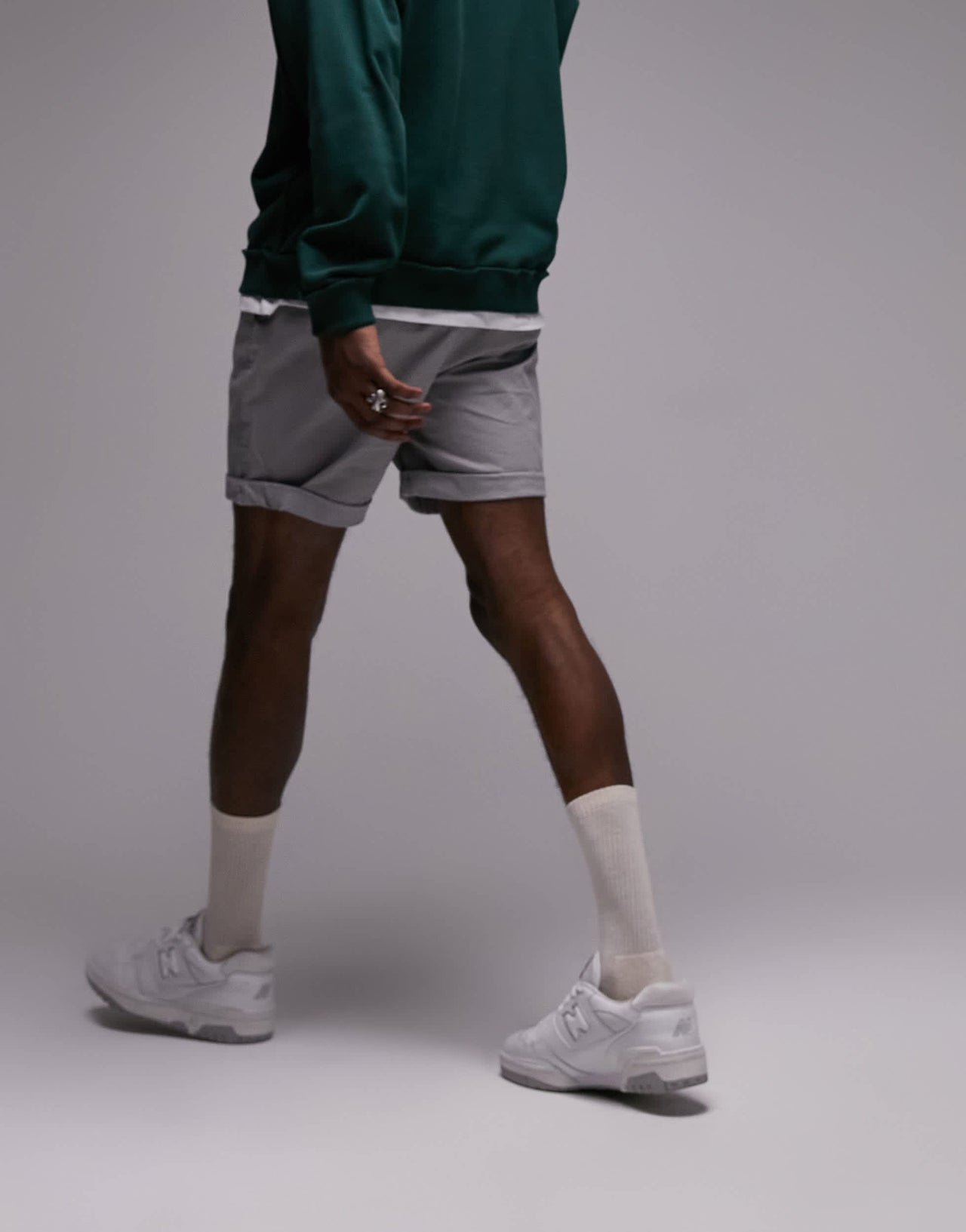 Topman slim chino short in grey