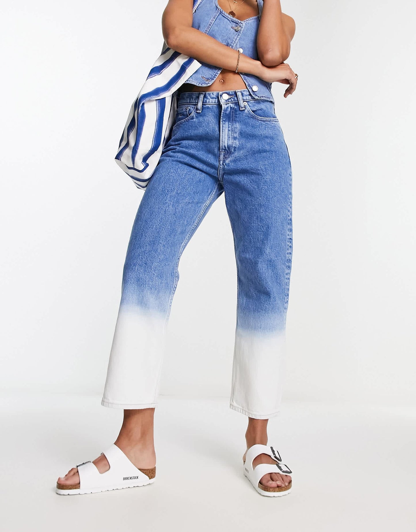 Tommy Jeans straight leg ombre bleach jeans in multi