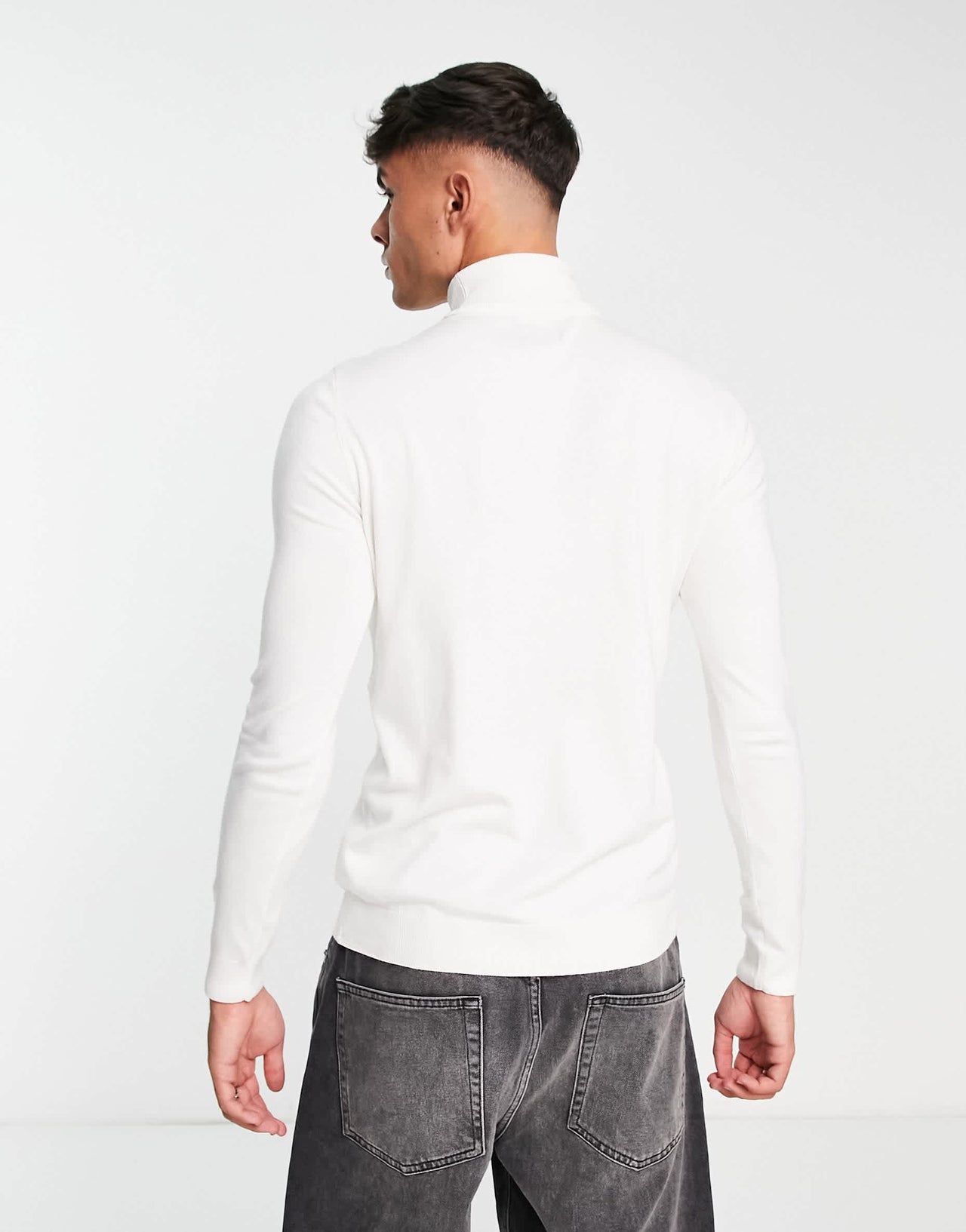 Pull&Bear roll neck jumper in white