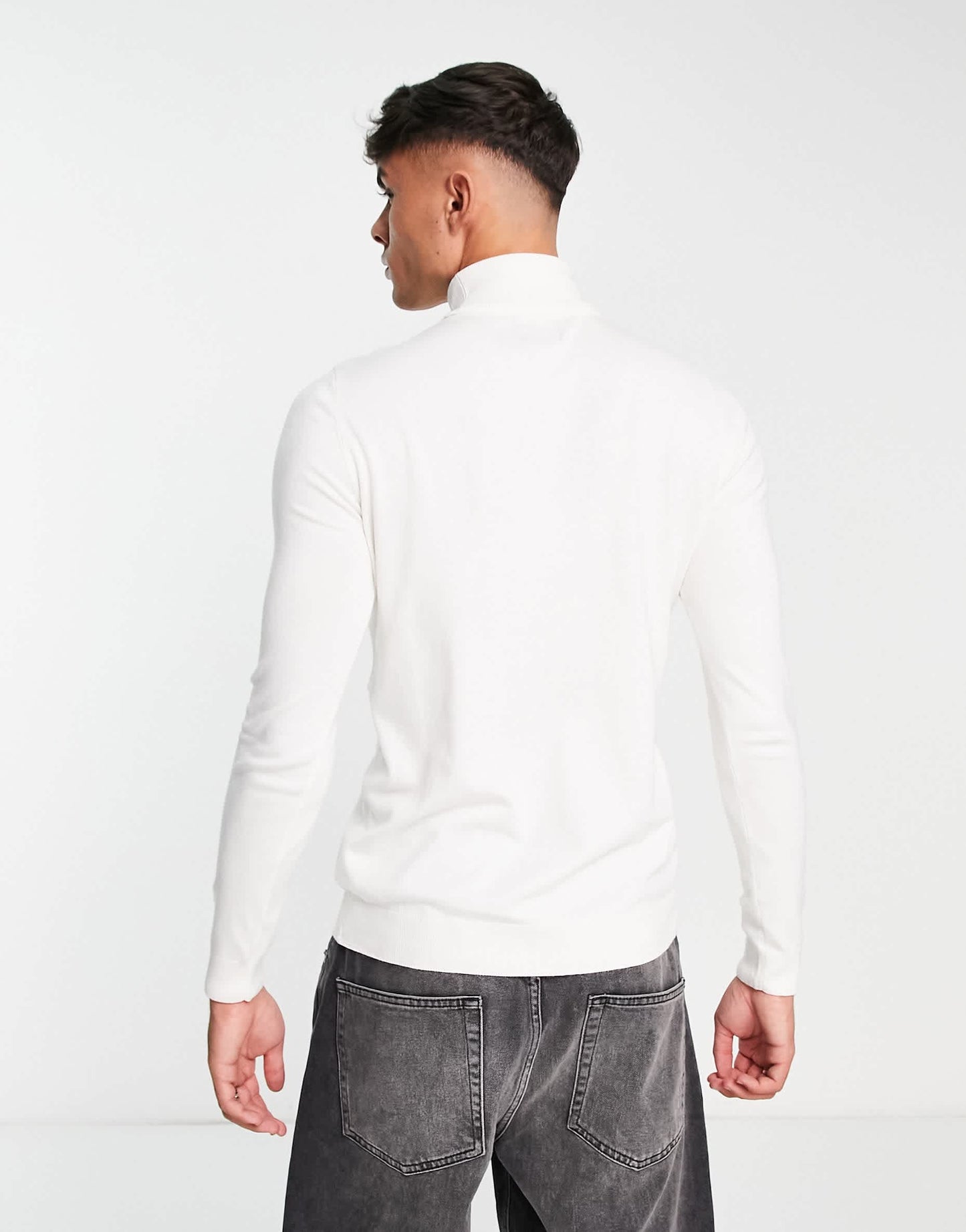 Pull&Bear roll neck jumper in white