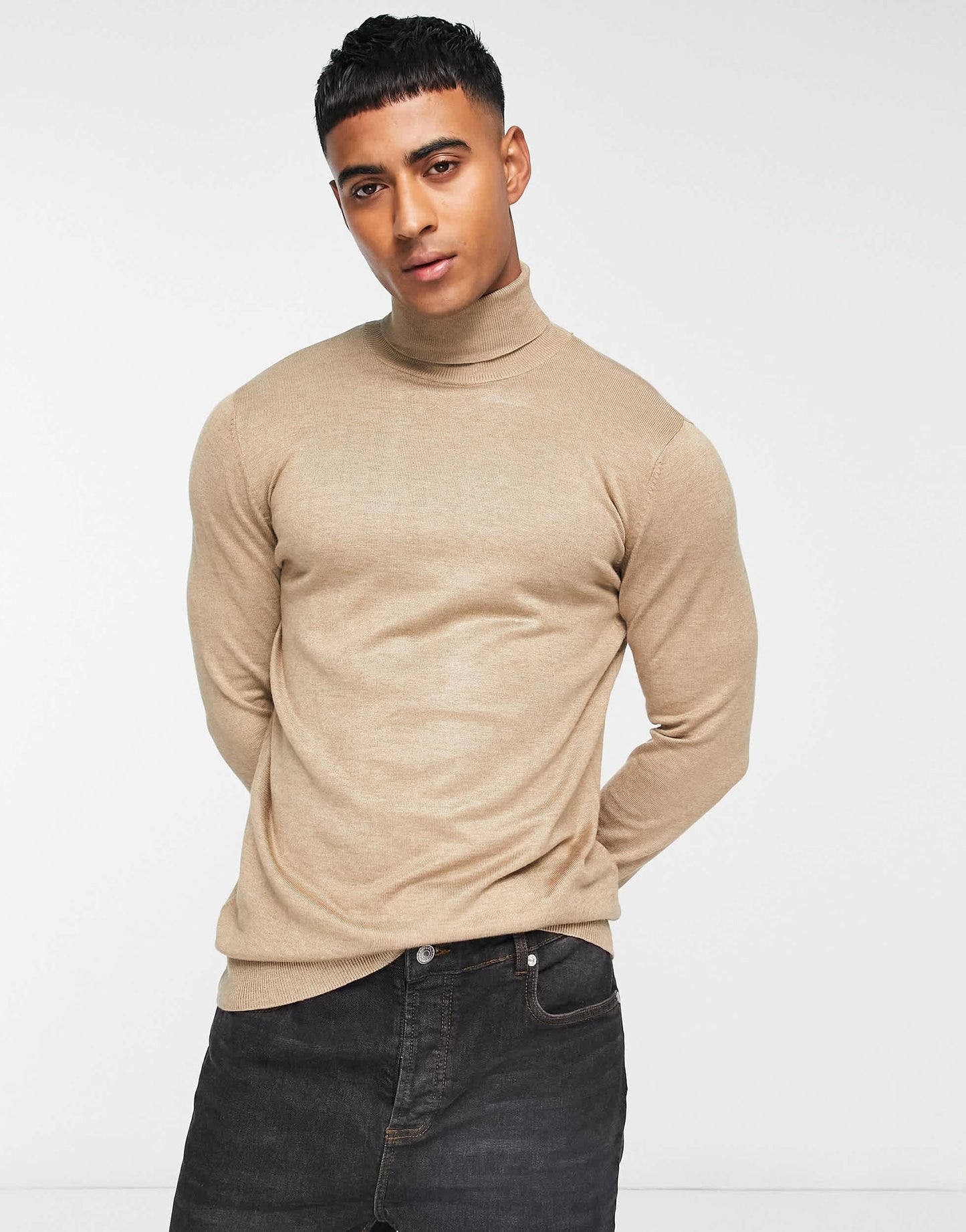 Pull&Bear roll neck jumper in beige