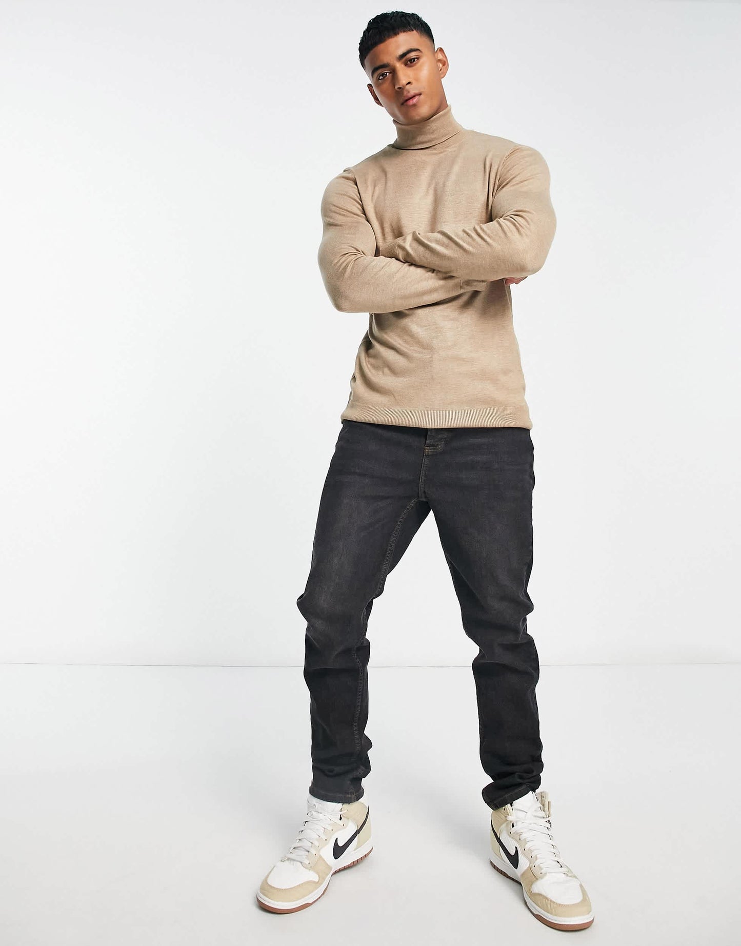 Pull&Bear roll neck jumper in beige