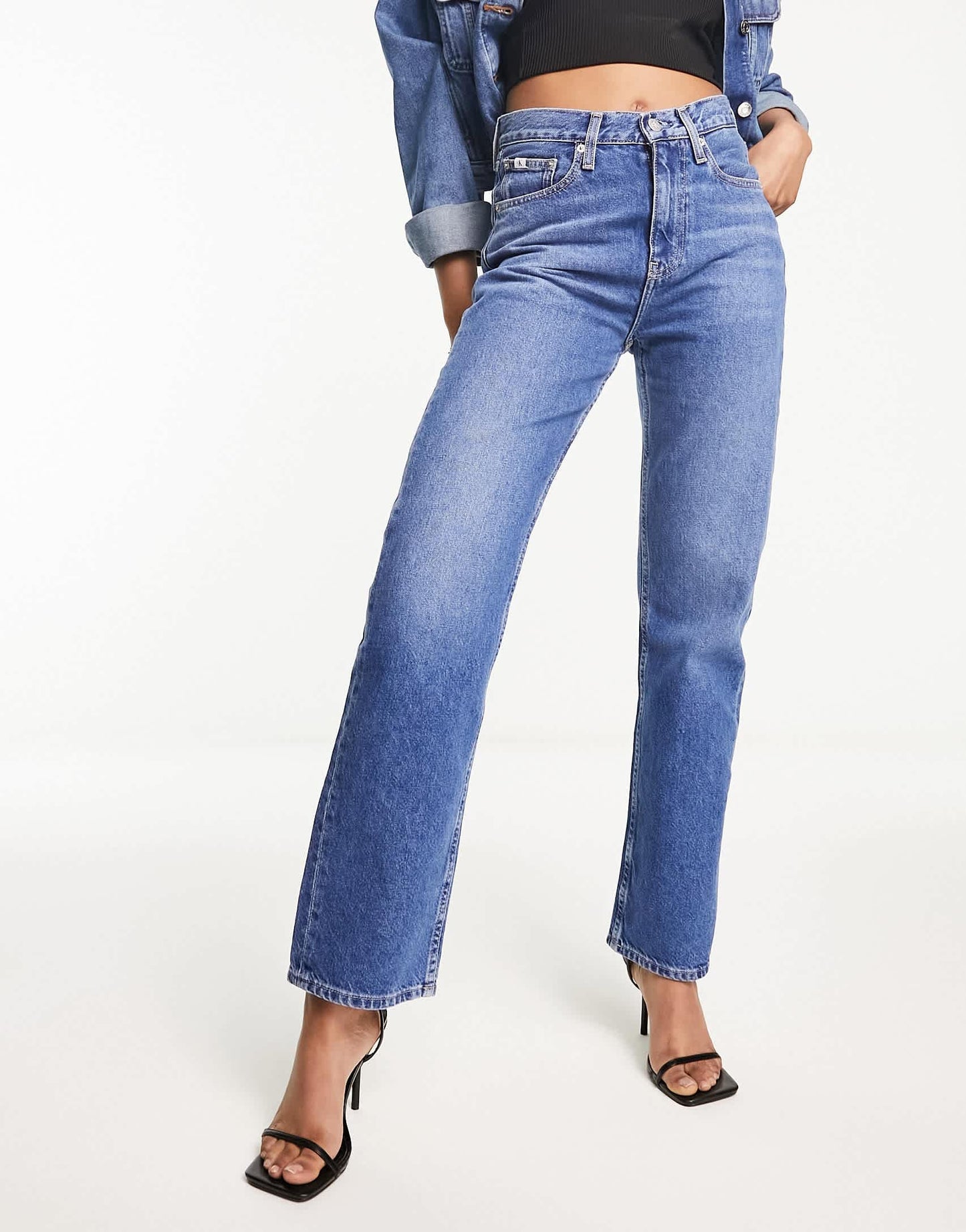 Calvin Klein Jeans high rise straight leg jeans in dark wash