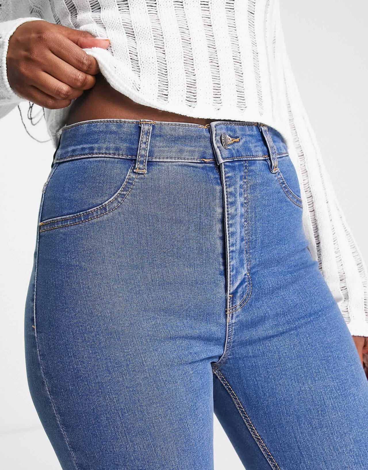Pull&Bear skinny high waisted jeans in medium blue