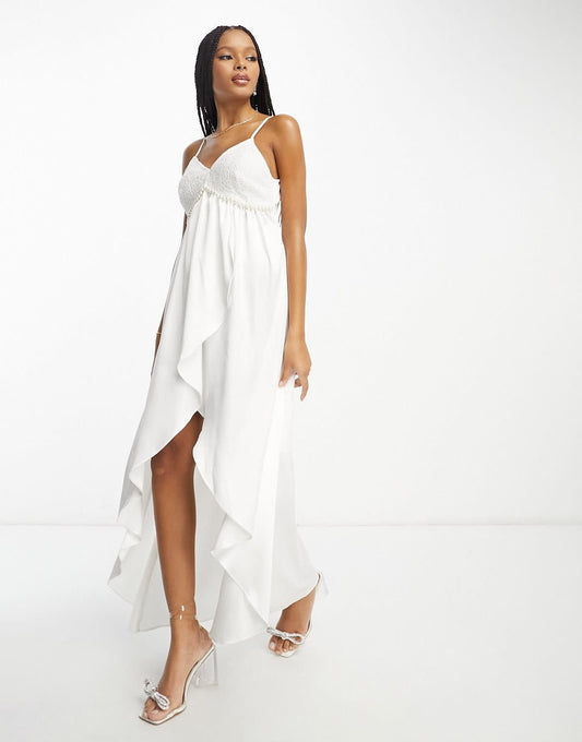 Extro & Vert Bridal waterfall cami dress with lace detail
