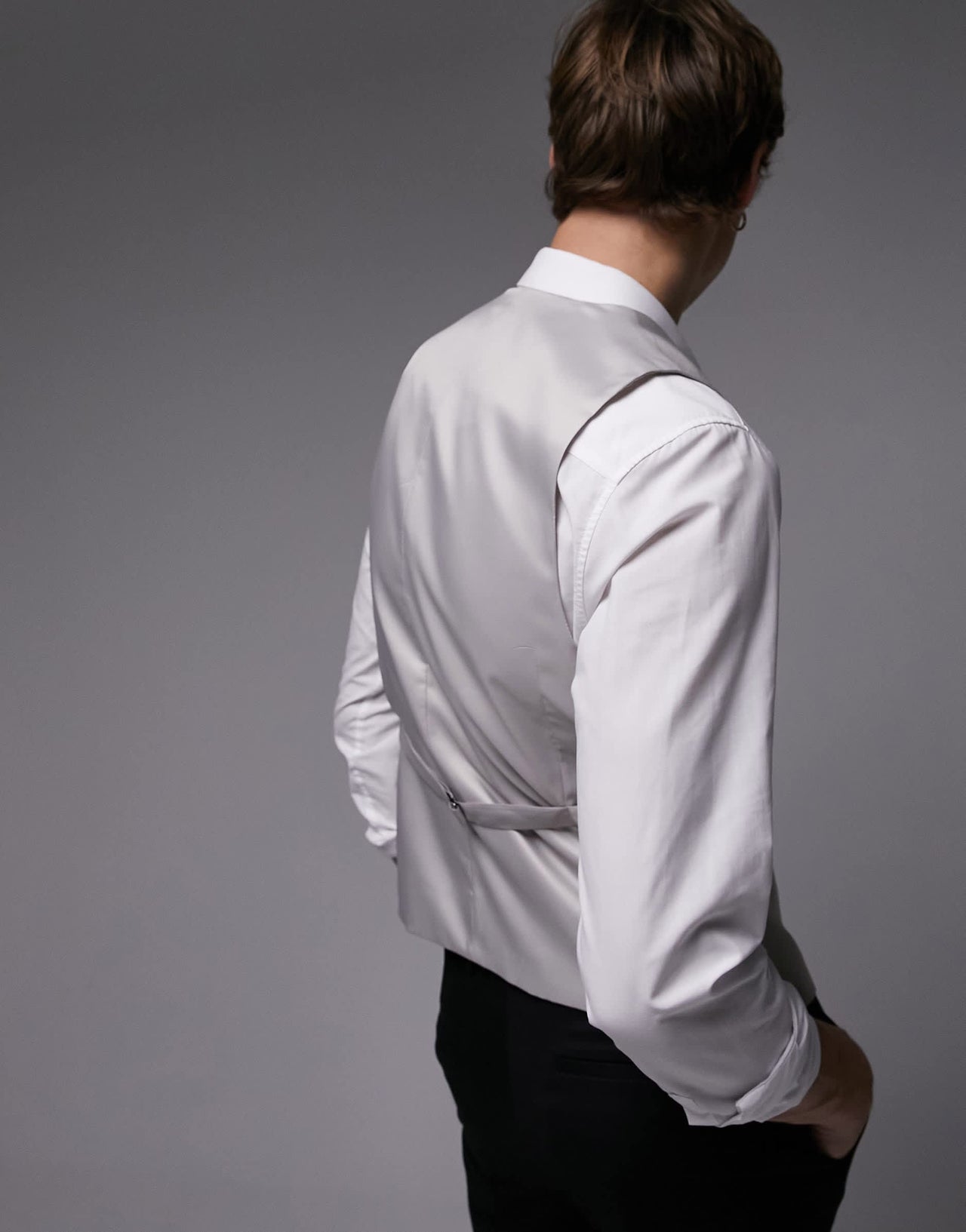 Topman slim linen blend waistcoat in stone