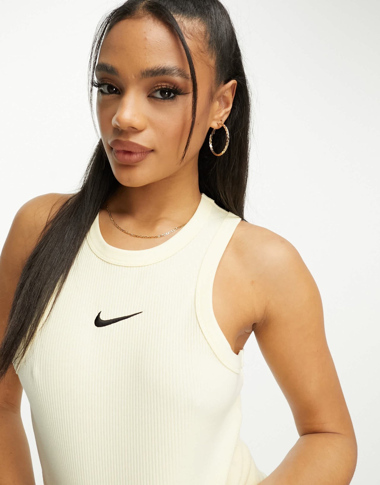 Nike trend ribbed tank vest top in alabaster cream