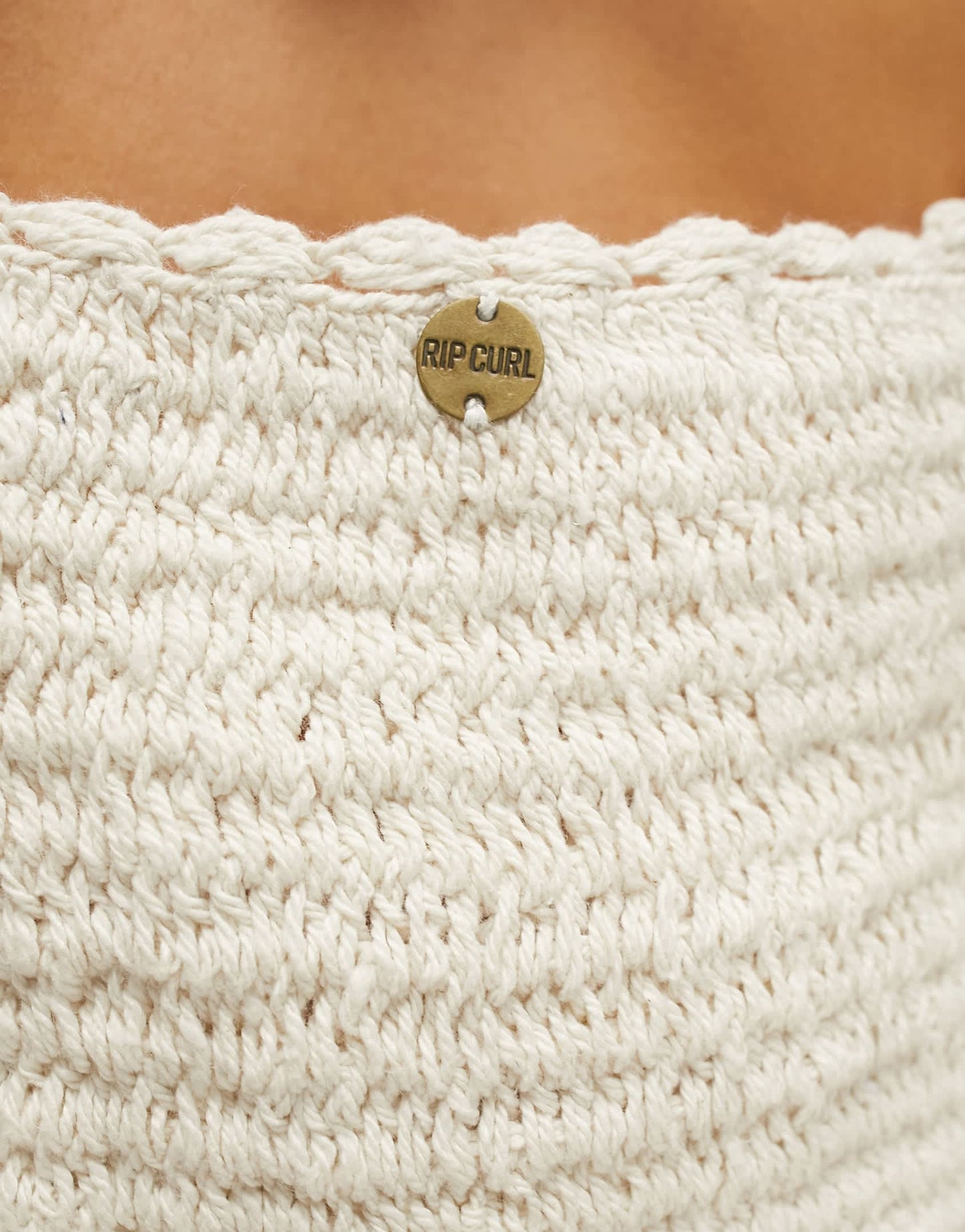 Rip Curl Oceans together crochet beach crop co-ord top in cream