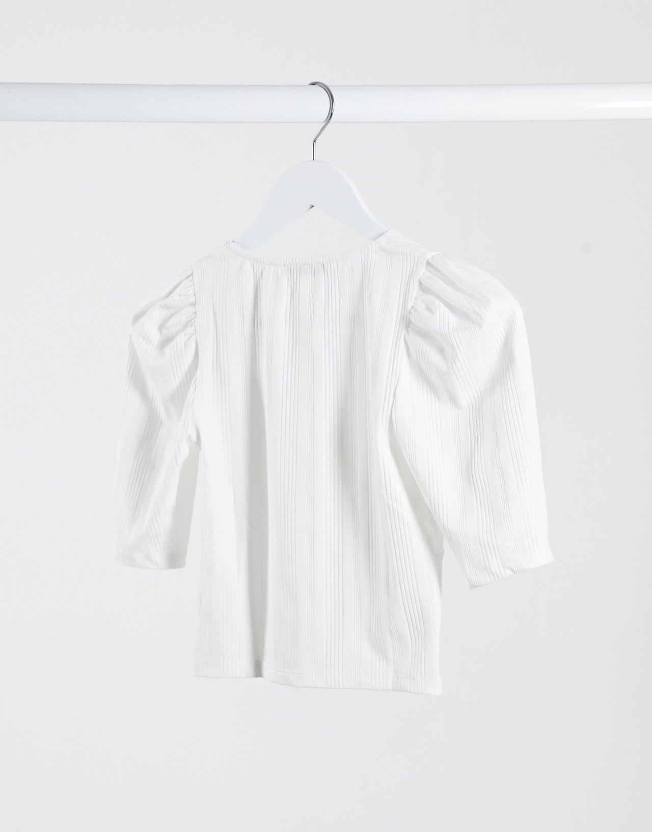 Stradivarius v-neck top with button detail in white