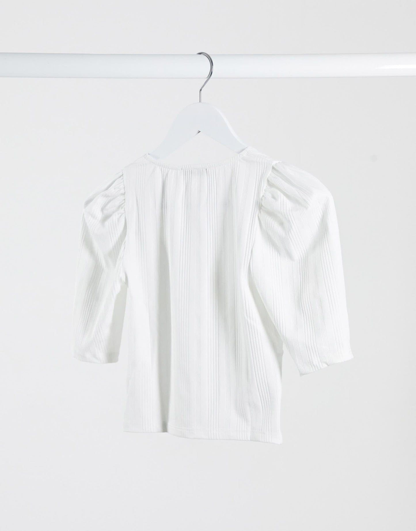 Stradivarius v-neck top with button detail in white