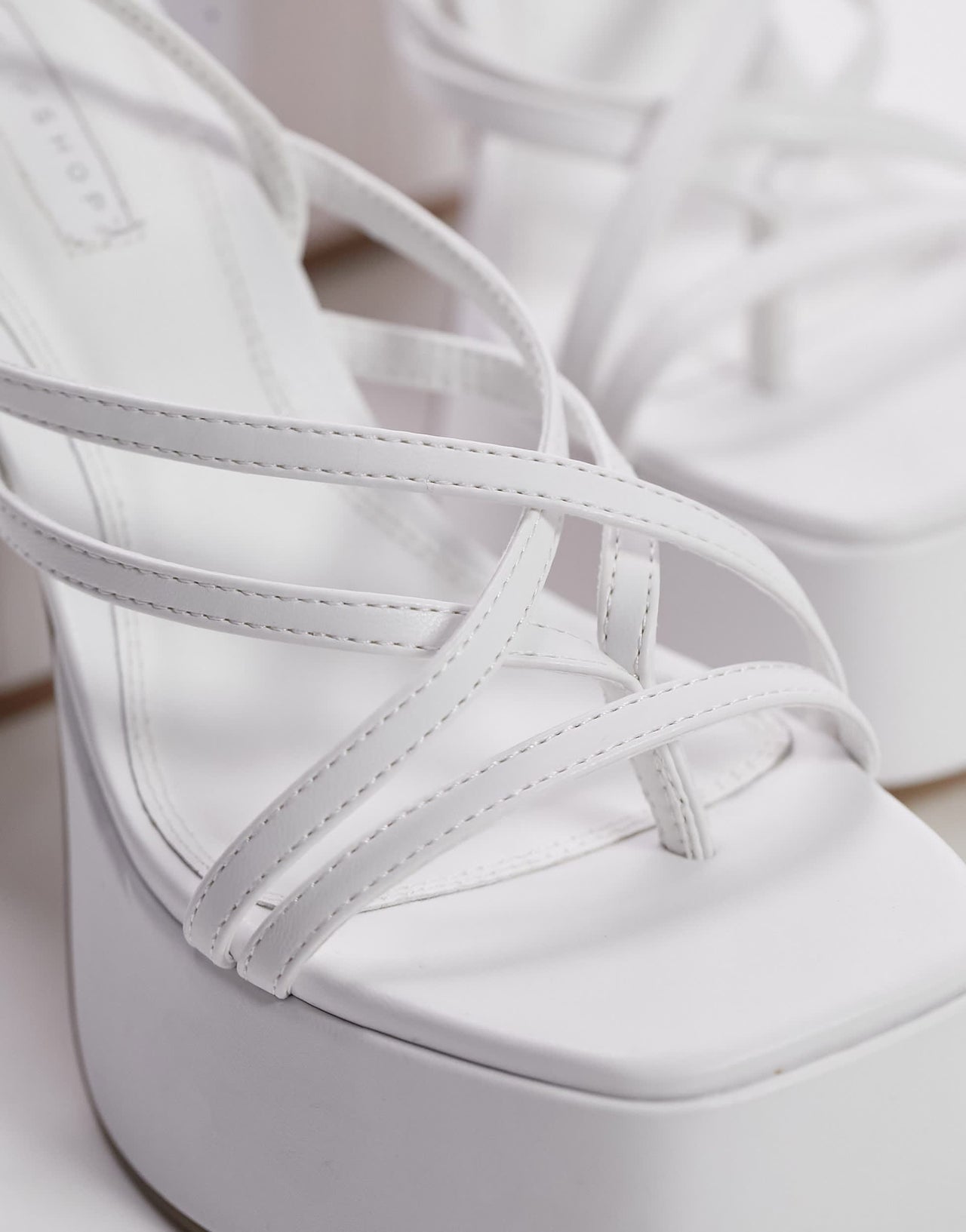 Topshop Elsie strappy platform with ankle tie in white