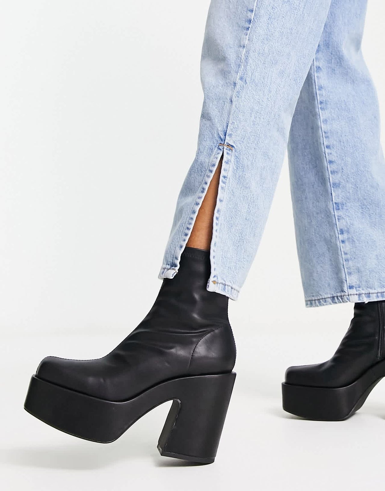 Pull&Bear faux leather platform boot in black