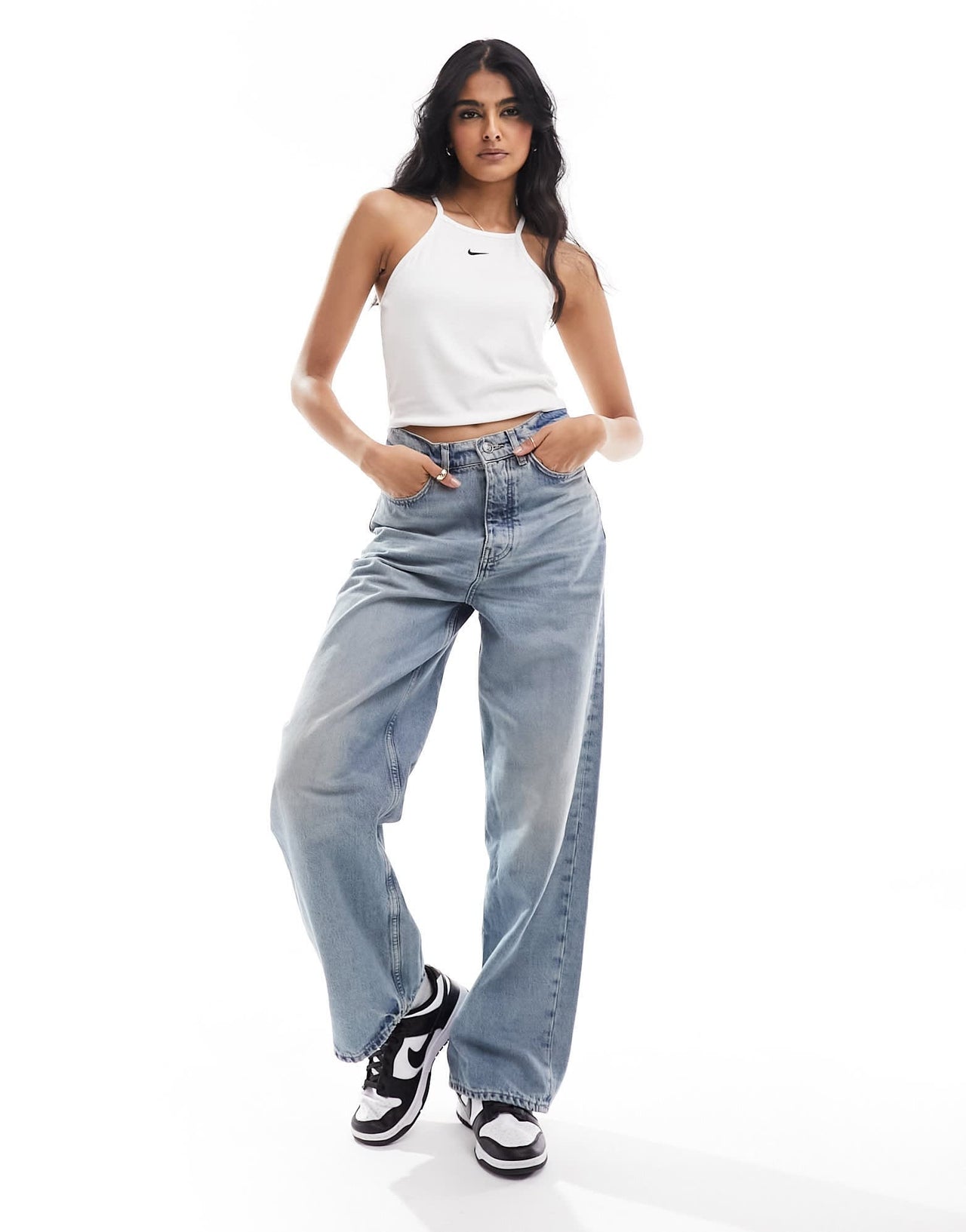 Nike Essential ribbed top in white