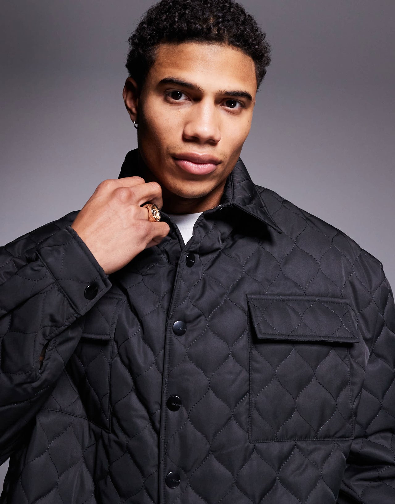 Sixth June wavy quilted jacket in black
