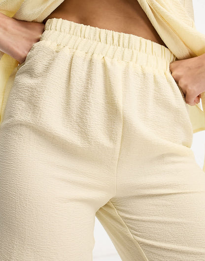 4th & Reckless breeze beach slouchy beach trouser co-ord in cream crinkle