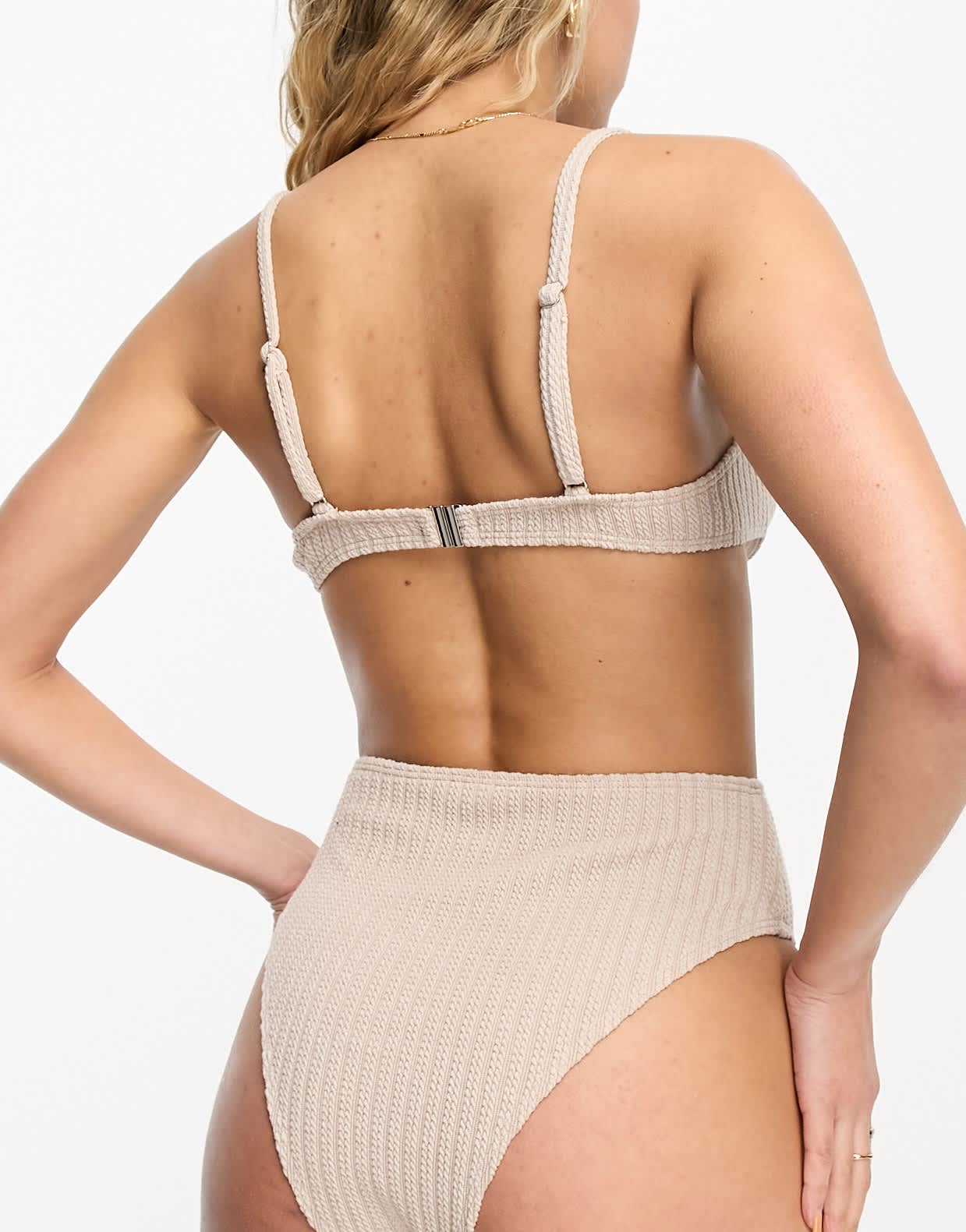 4th & Reckless lopez textured bikini bottom in stone