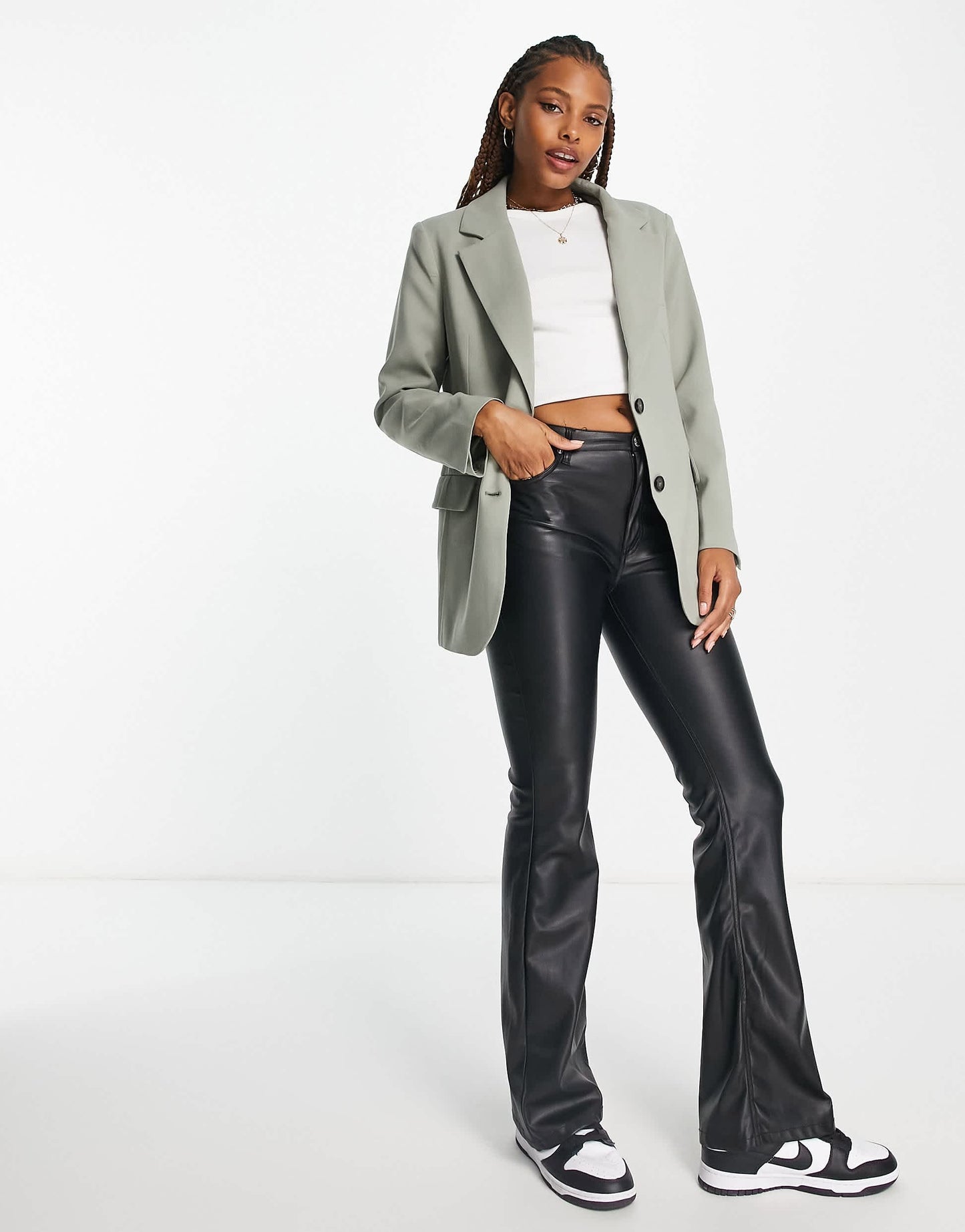 Pull&Bear oversized blazer in khaki