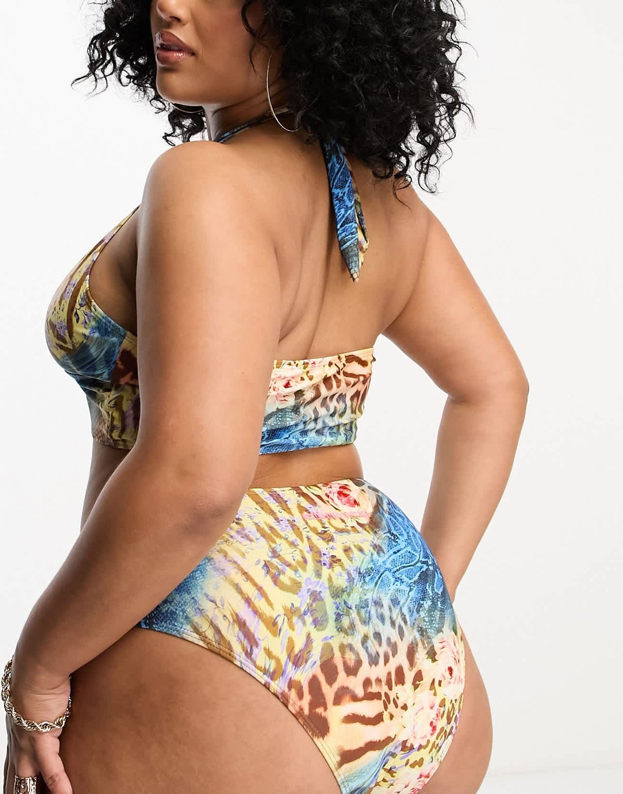 Reclaimed Vintage PLUS high waist bikini bottom in leopard print