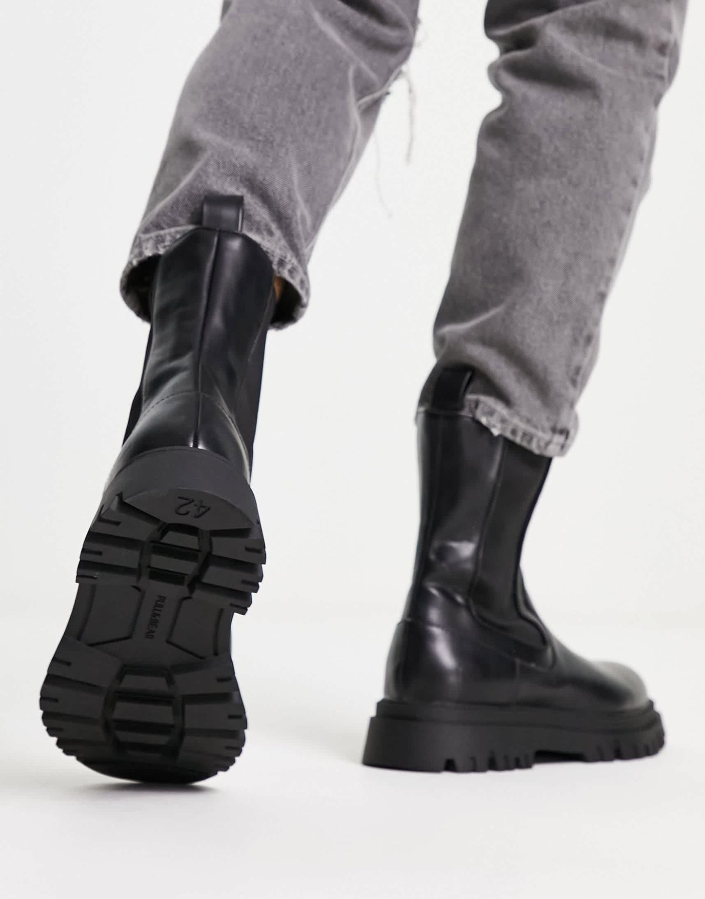 Pull&Bear high chunky tech boots in black