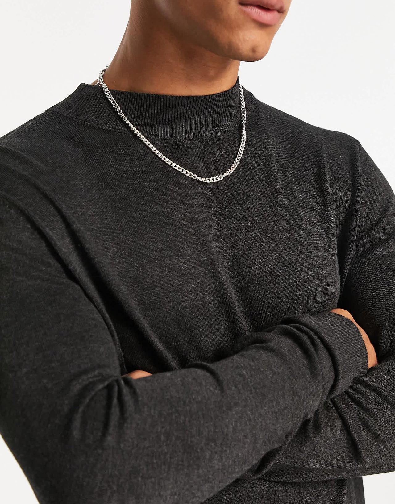Pull&Bear mock neck jumper in grey