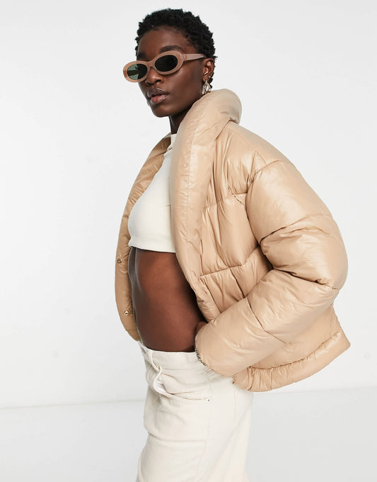 River Island puffer coat in camel
