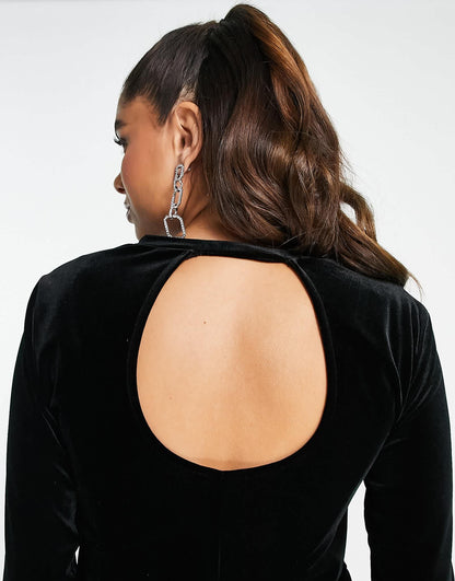 River Island Maternity velvet satin fit and flare dress in black
