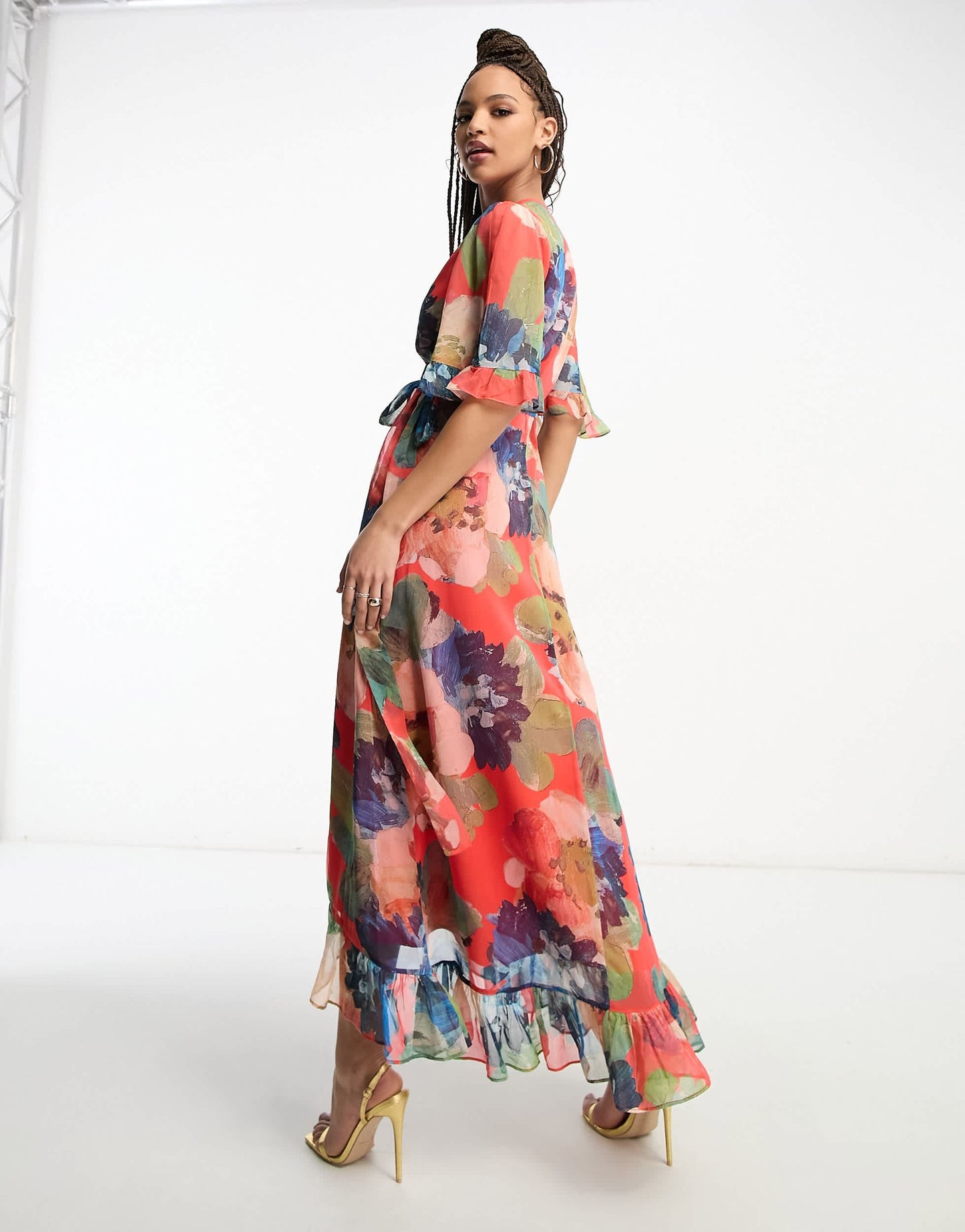 Hope & Ivy wrap floral midaxi dress in mixed floral