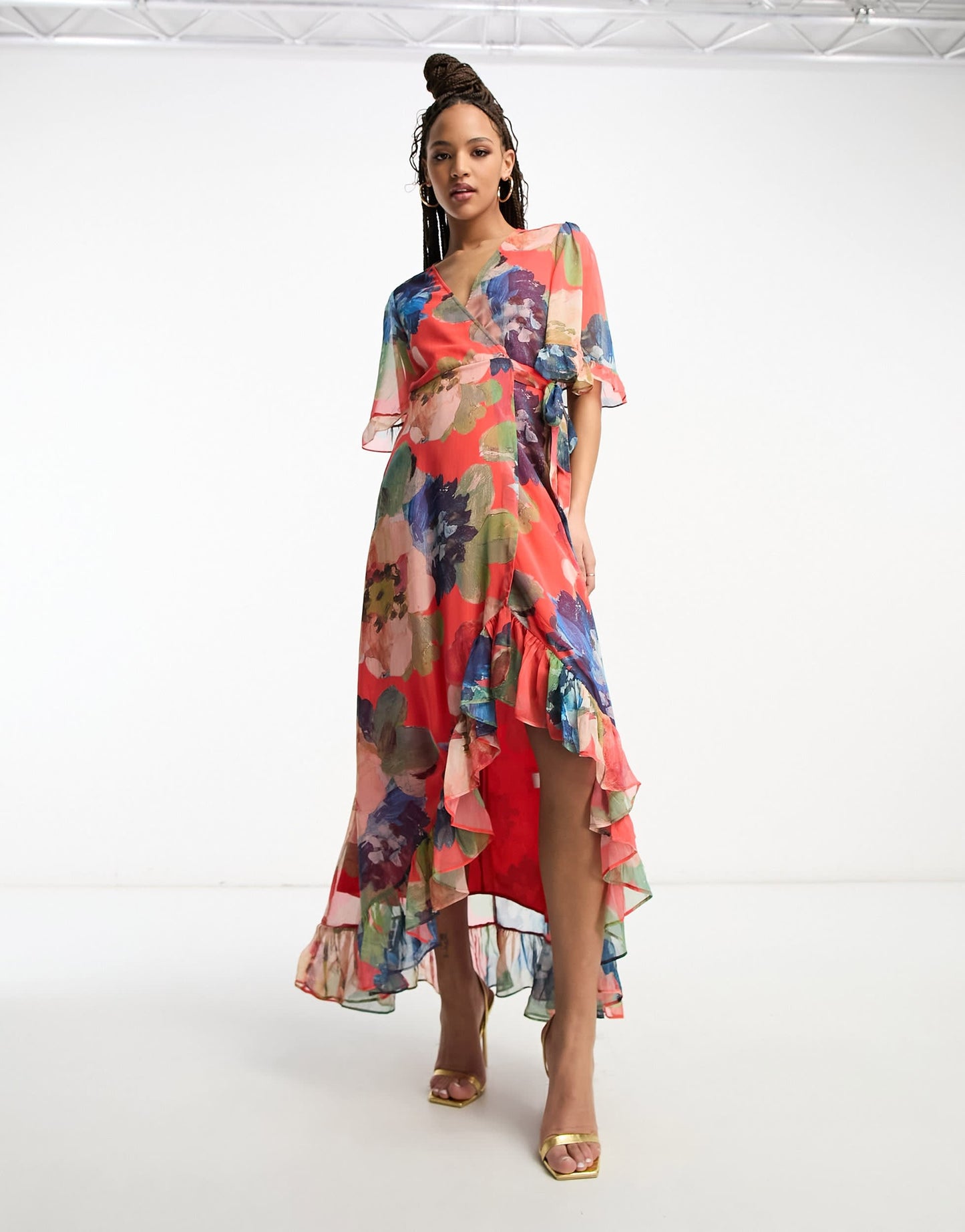 Hope & Ivy wrap floral midaxi dress in mixed floral