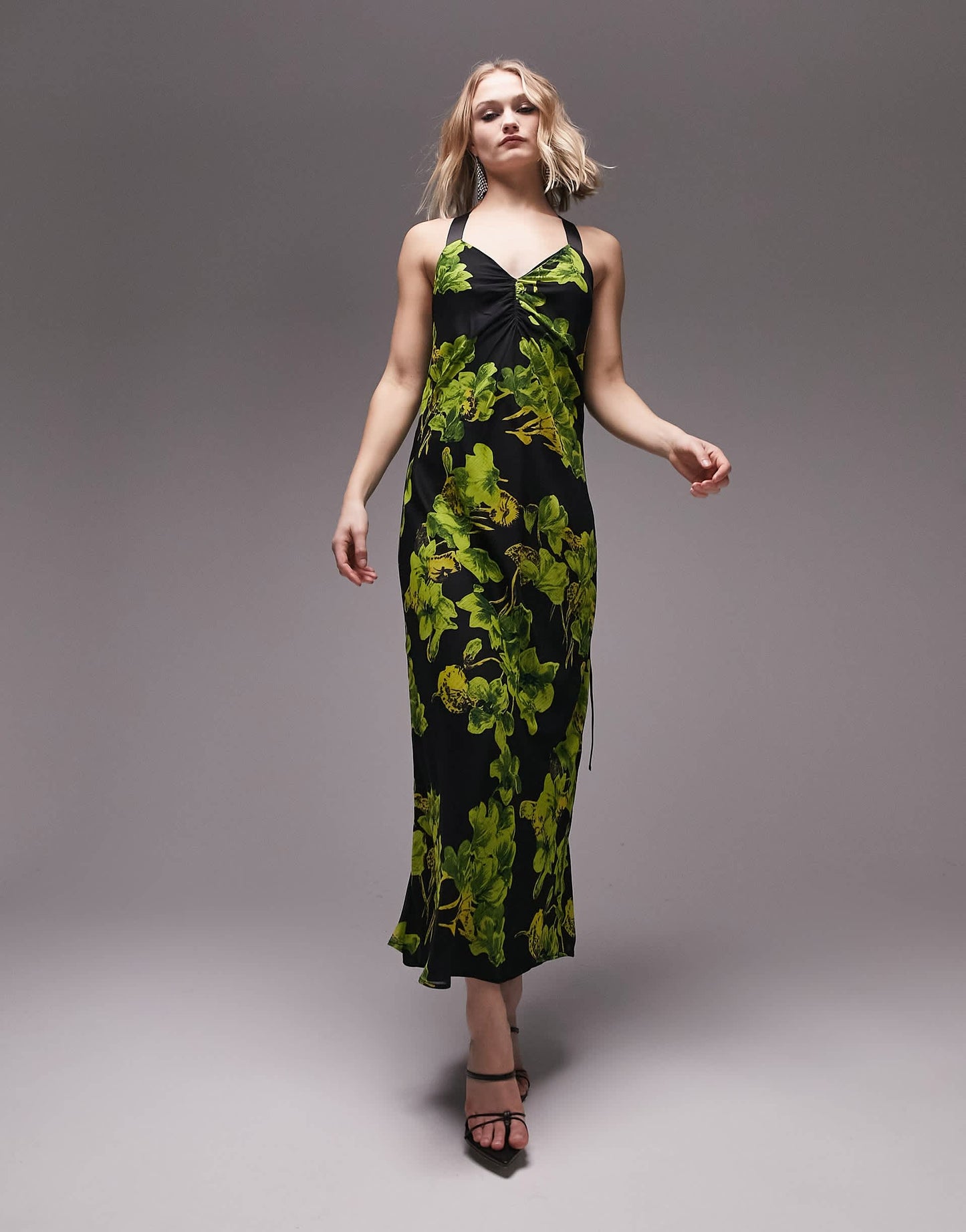 Topshop floral print cami midi dress in multi