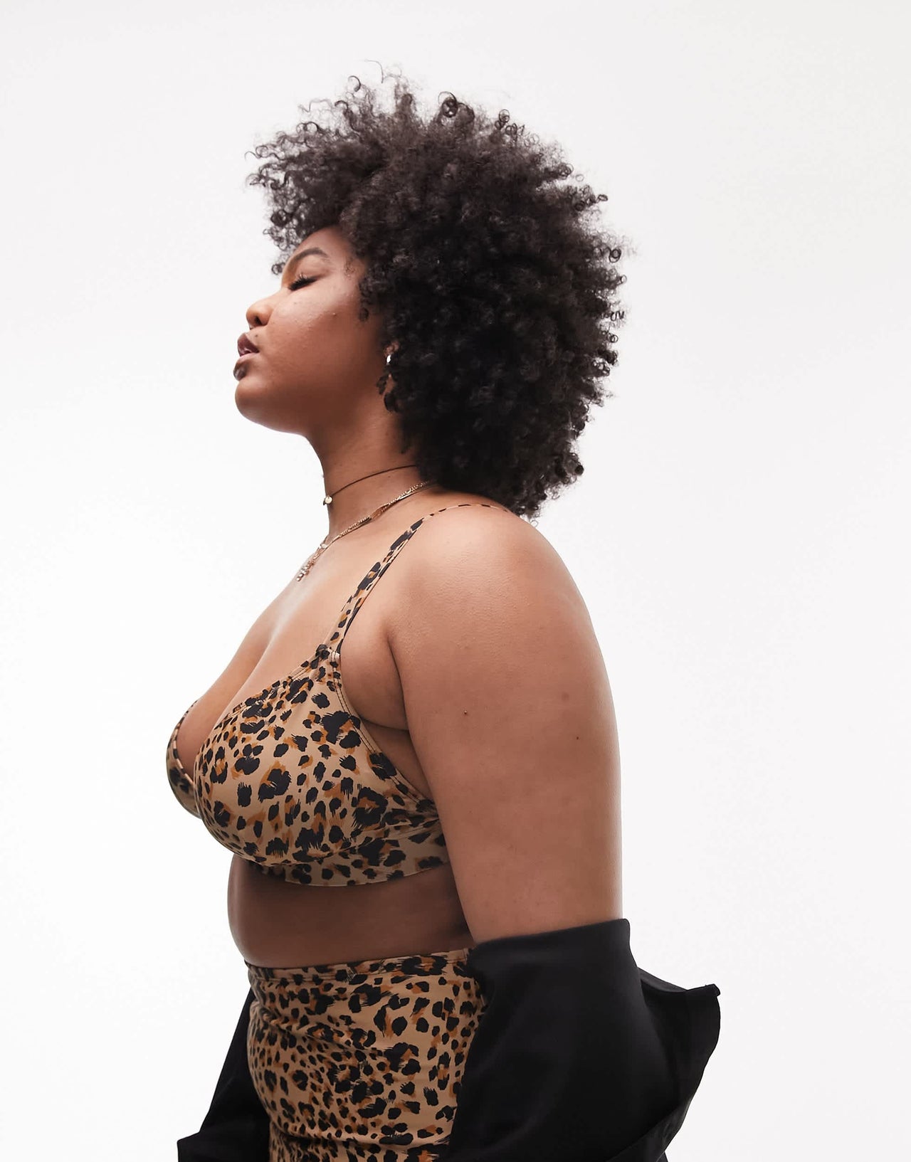 Topshop Curve leopard print triangle bikini top in multi