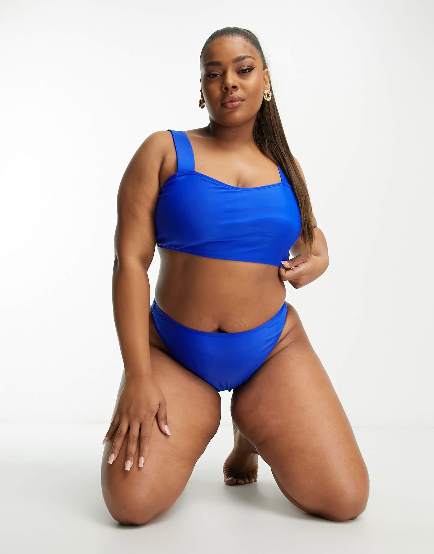 Brave Soul Plus high waist bikini bottom in cobalt blue