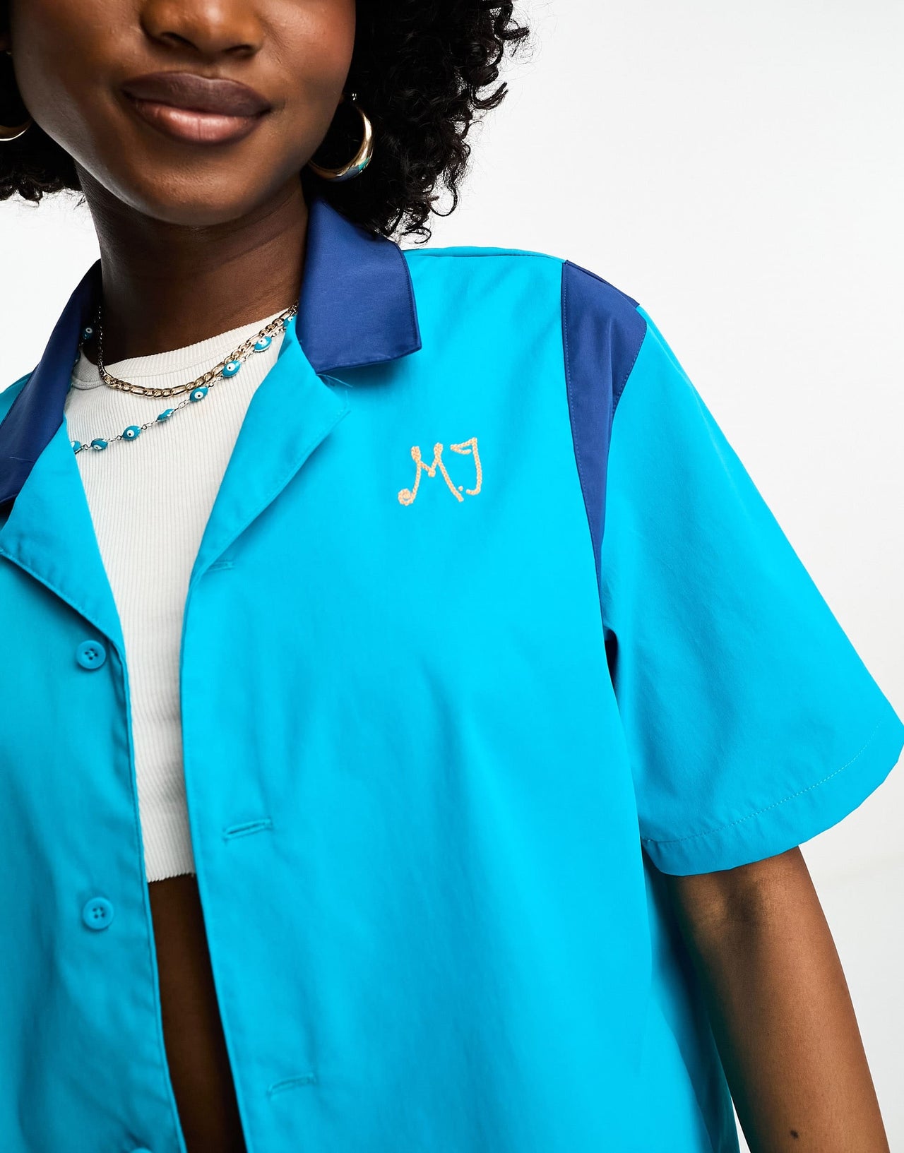 Jordan button up shirt in aquatone blue