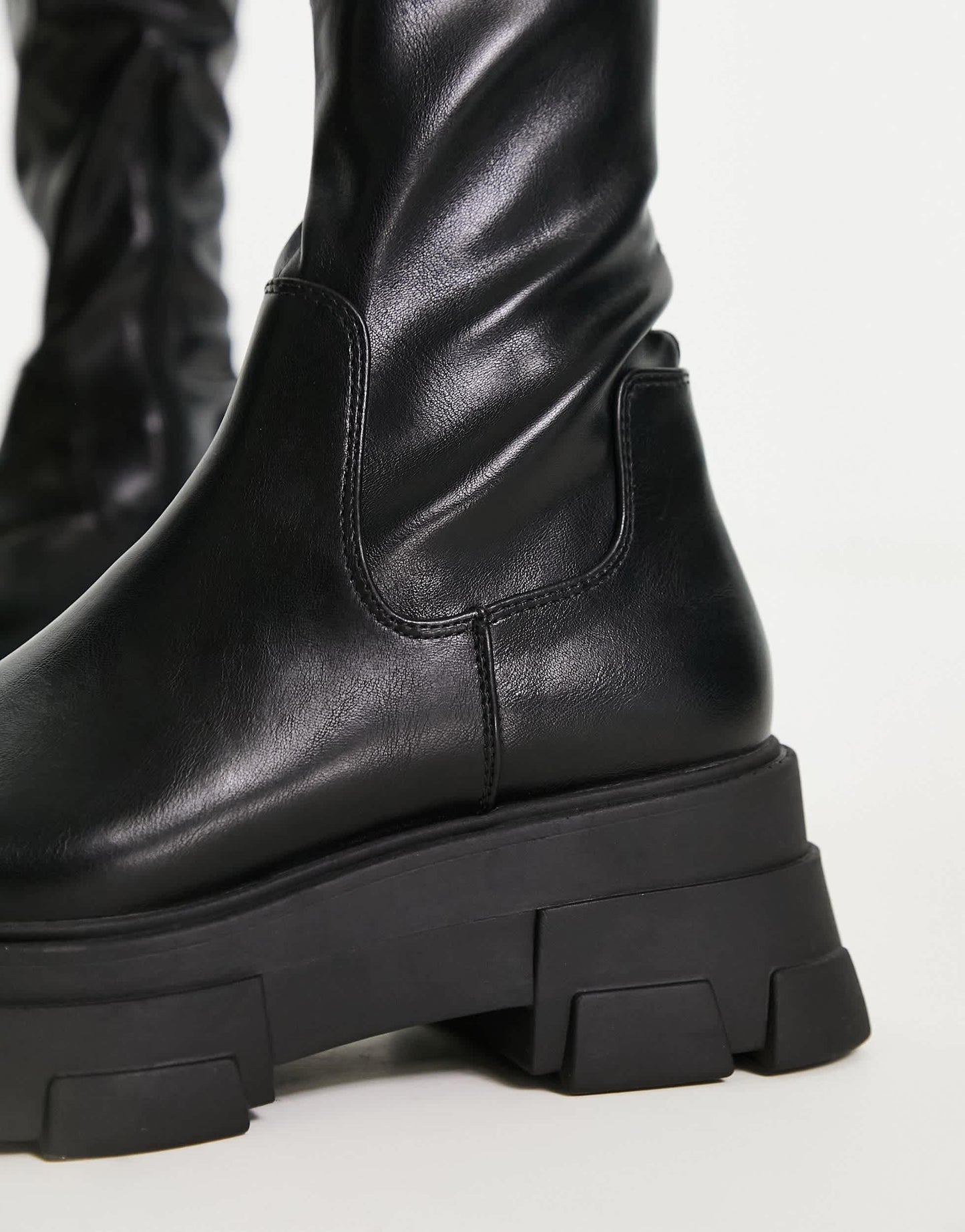 Stradivarius Wide Fit over the knee chunky boot in black