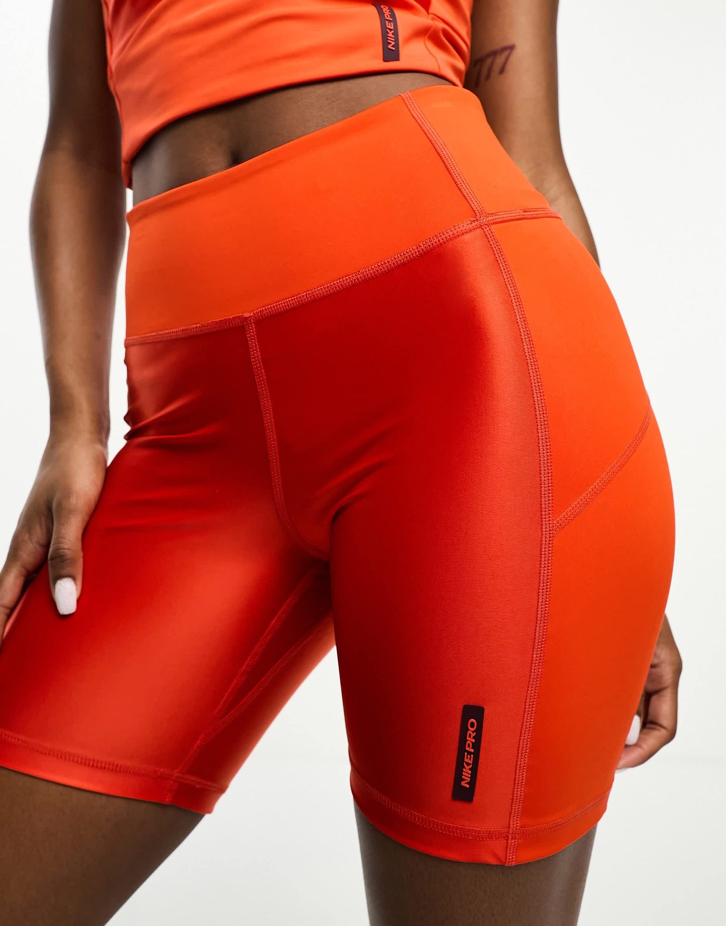Nike Pro Training Membership mid rise 7 inch shorts in red