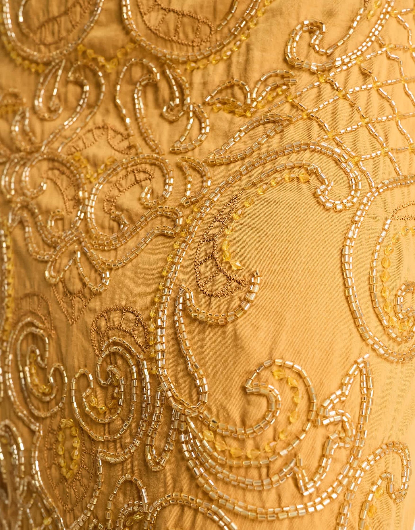 ASOS DESIGN embellished high neck midi dress with mirror beading detail in mustard