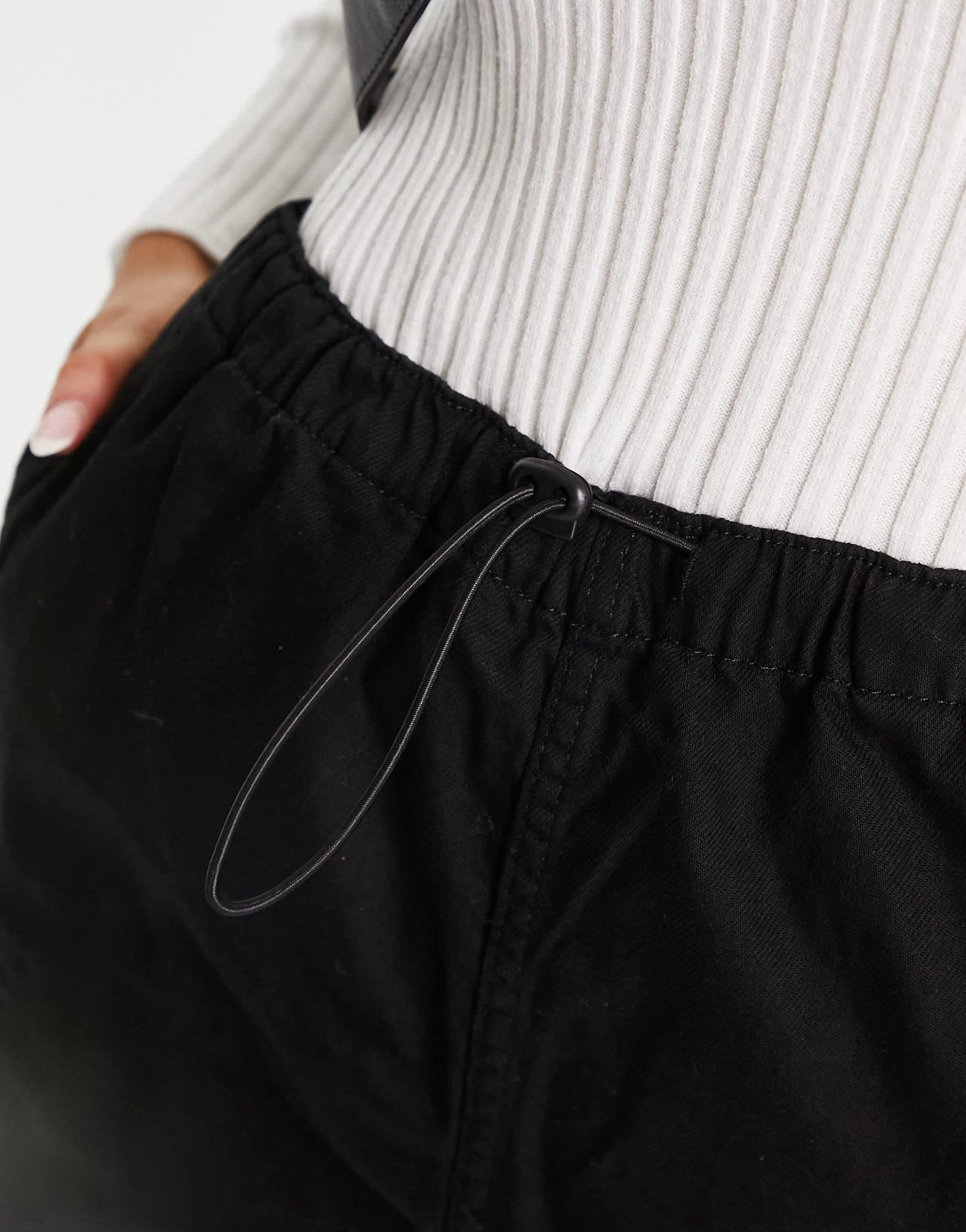 Bershka midi cargo skirt in black