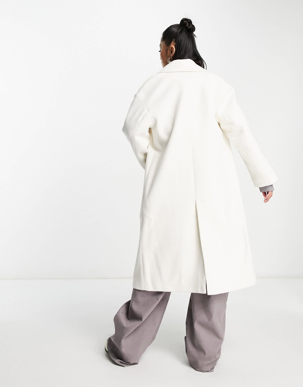 Bershka tailored double breasted coat in ecru