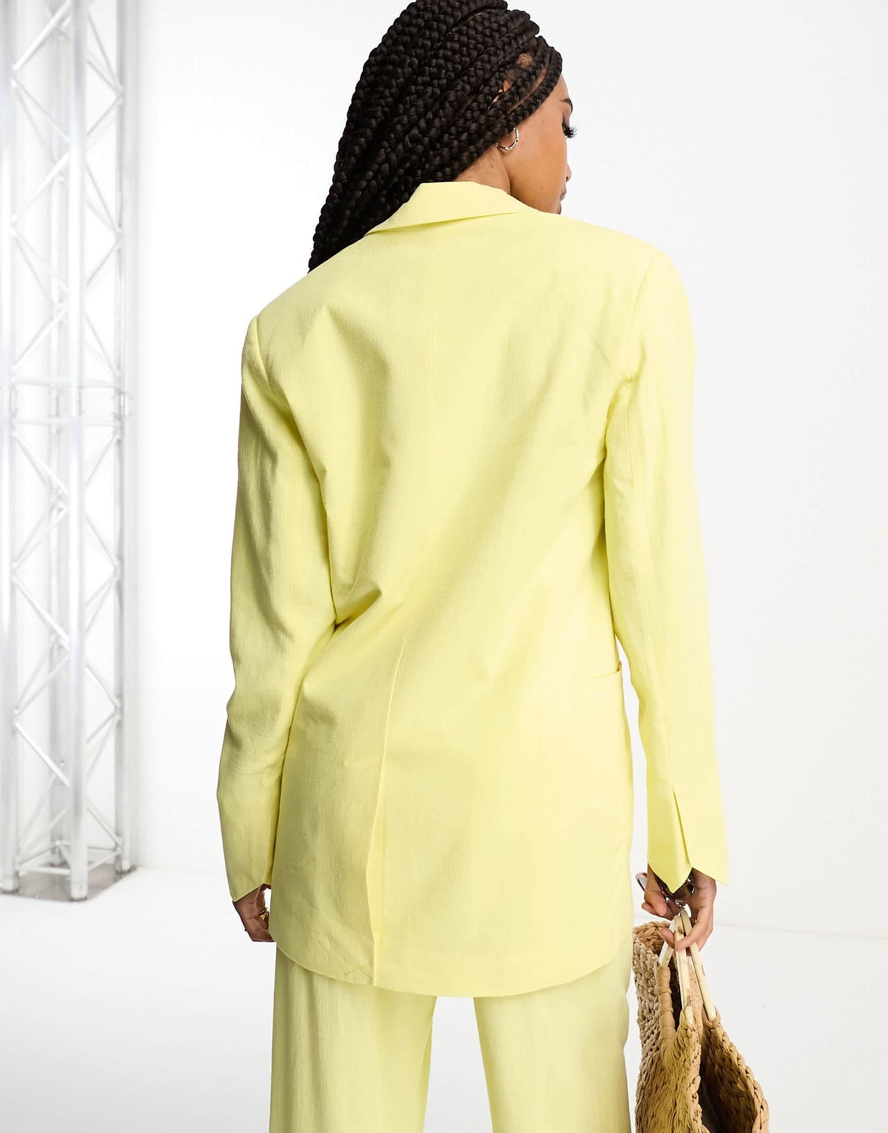 ASOS DESIGN Tall slim fit suit blazer with linen in lemon