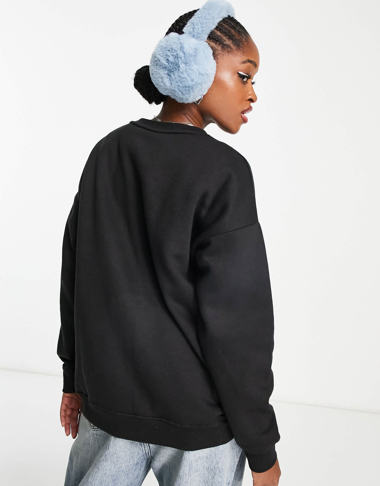 Daisy Street relaxed sweatshirt in washed black with blue LA print